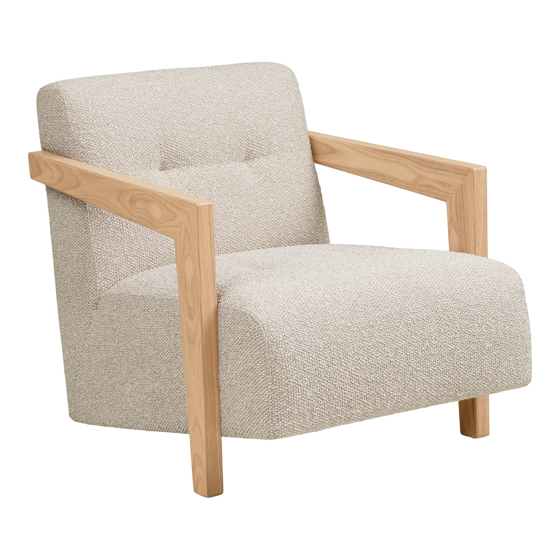 Scaun de salon Caracas - Placaj, Pin, Poliester, Spumă, Metal - Beige