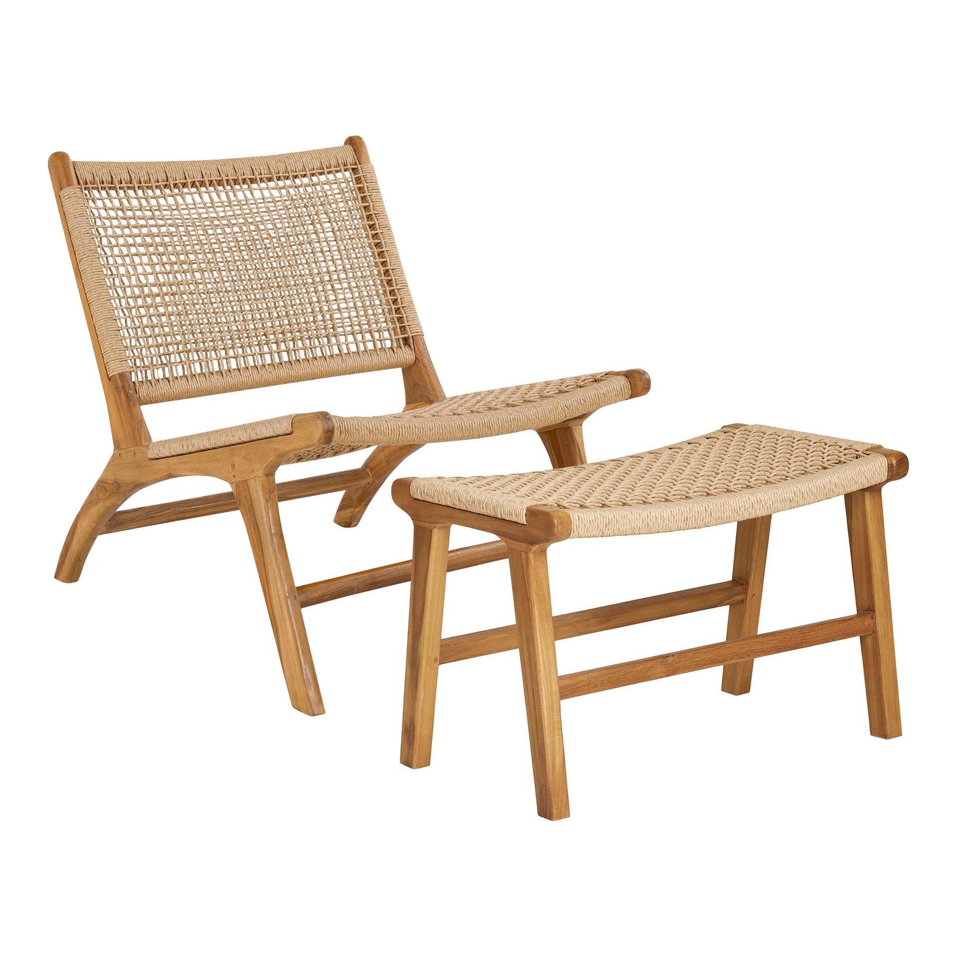 Set de derby - din lemn de teak, PE Rattan - natural