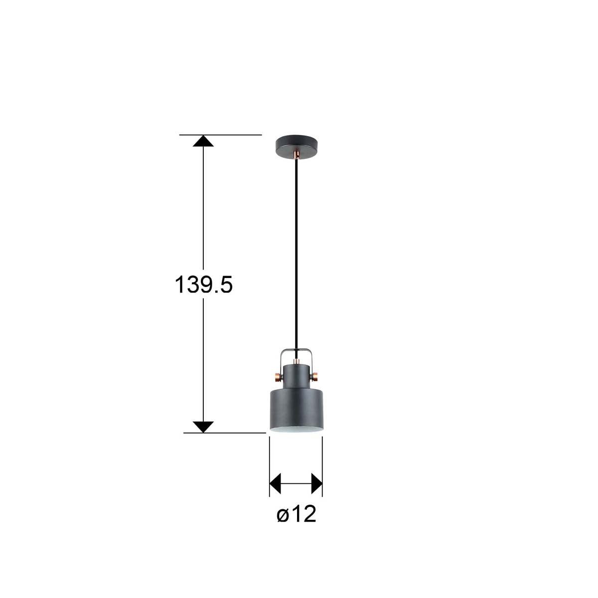 I3 - ERIKA - LAMPĂ 1L. NEGRU-CUPRĂ