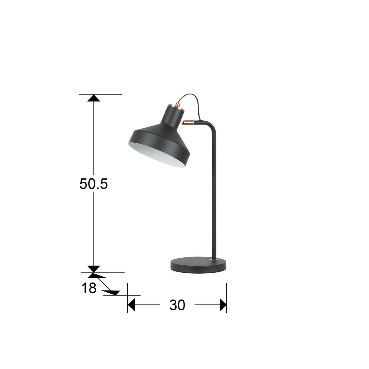 I3 - IRIAS - LAMPĂ DE MASĂ 1L. NEGRU-CUPRĂ
