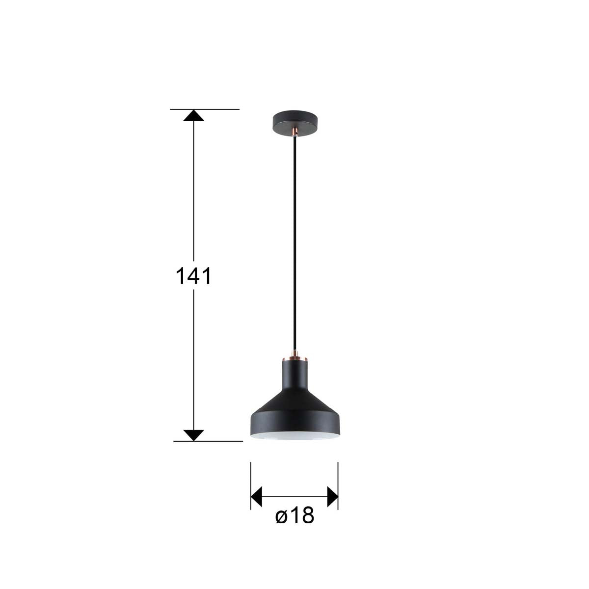 I3 - IRIAS - LAMPĂ 1L NEGRU-CUPRĂ