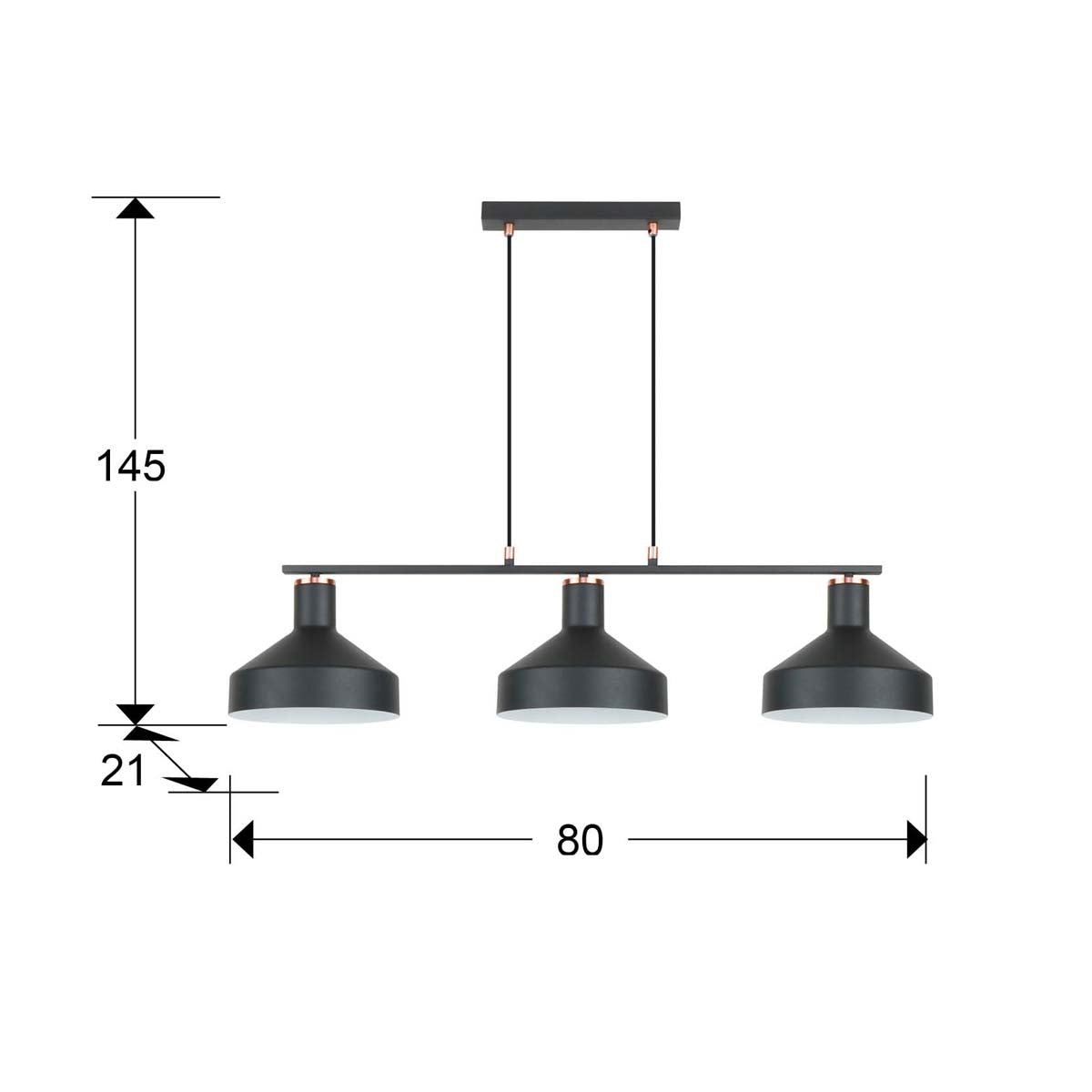 I3 - IRIAS - LAMPĂ 3L NEGRU-CUPRĂ D45