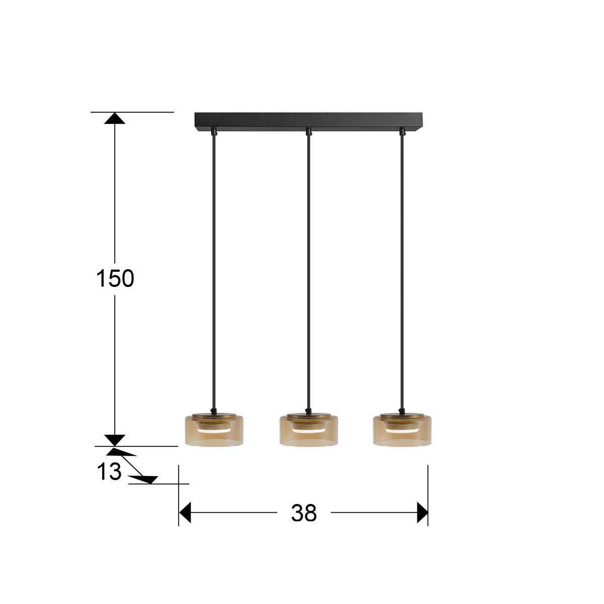 I3 - OLAIA - LAMPĂ 3L NEGRU-CHIHLIMBAR