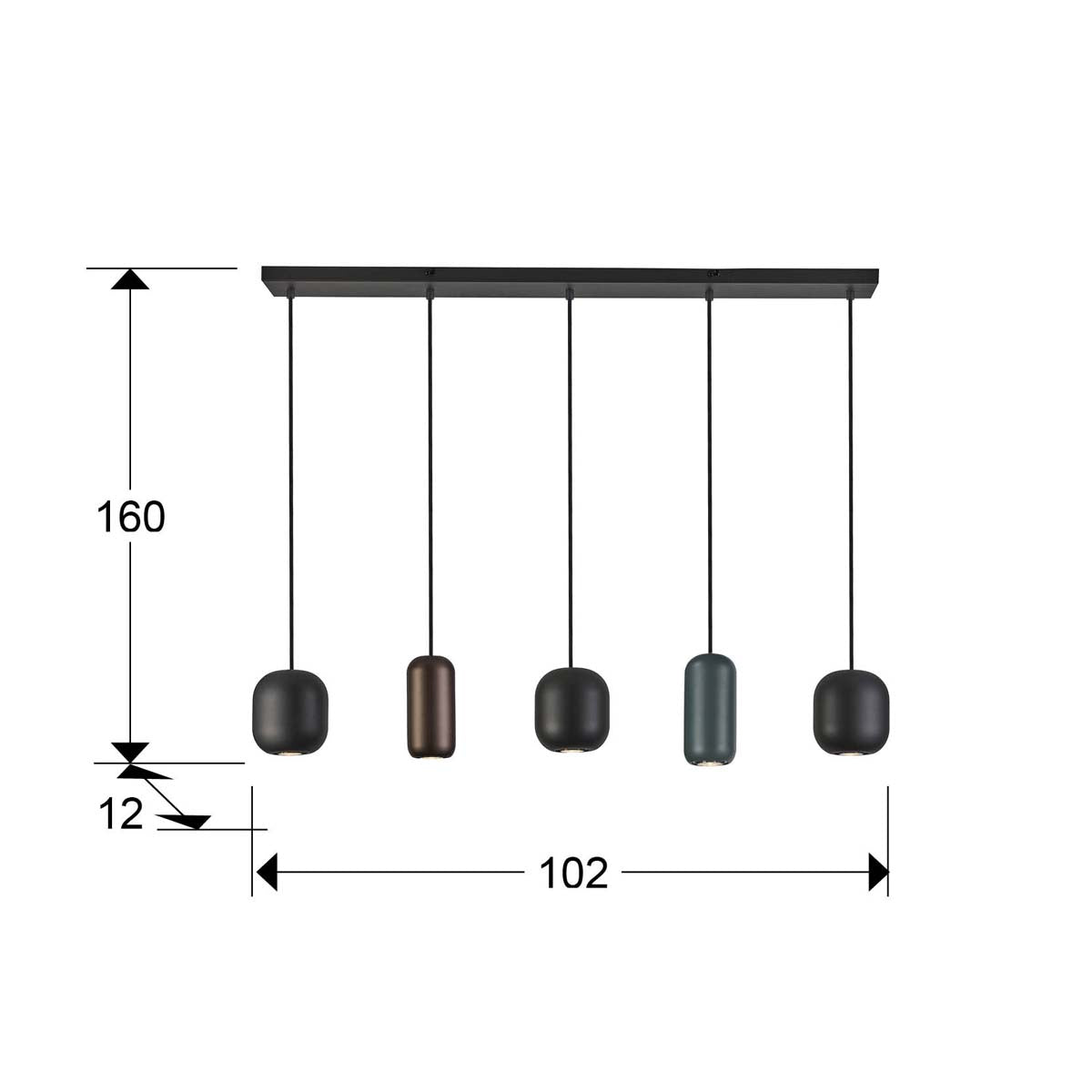 I3 - NIMES - LAMPĂ 5L NEGRU-CULORI