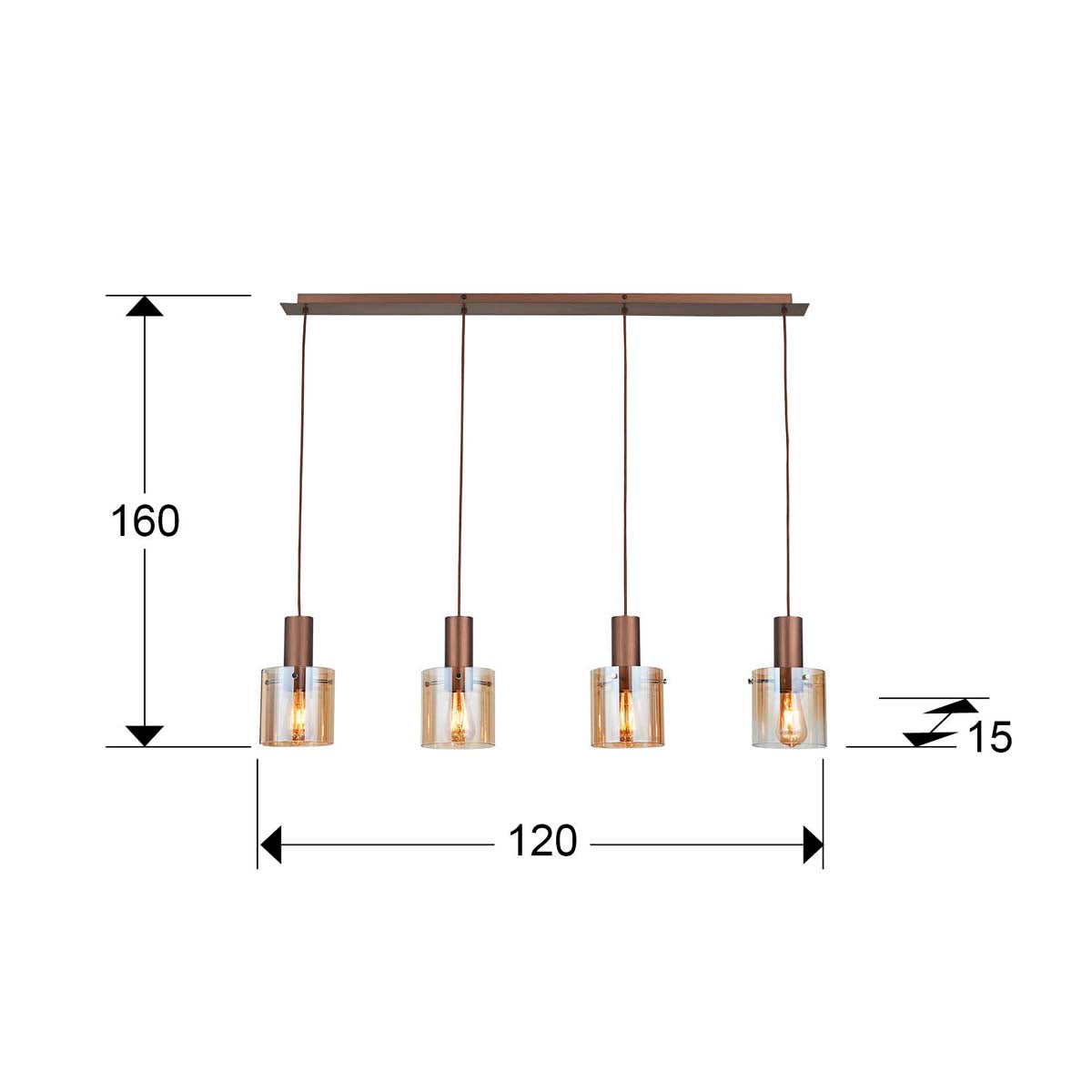 I3 - VENIZE - LAMPĂ 4L CUPRU-CHIHLIMBAR