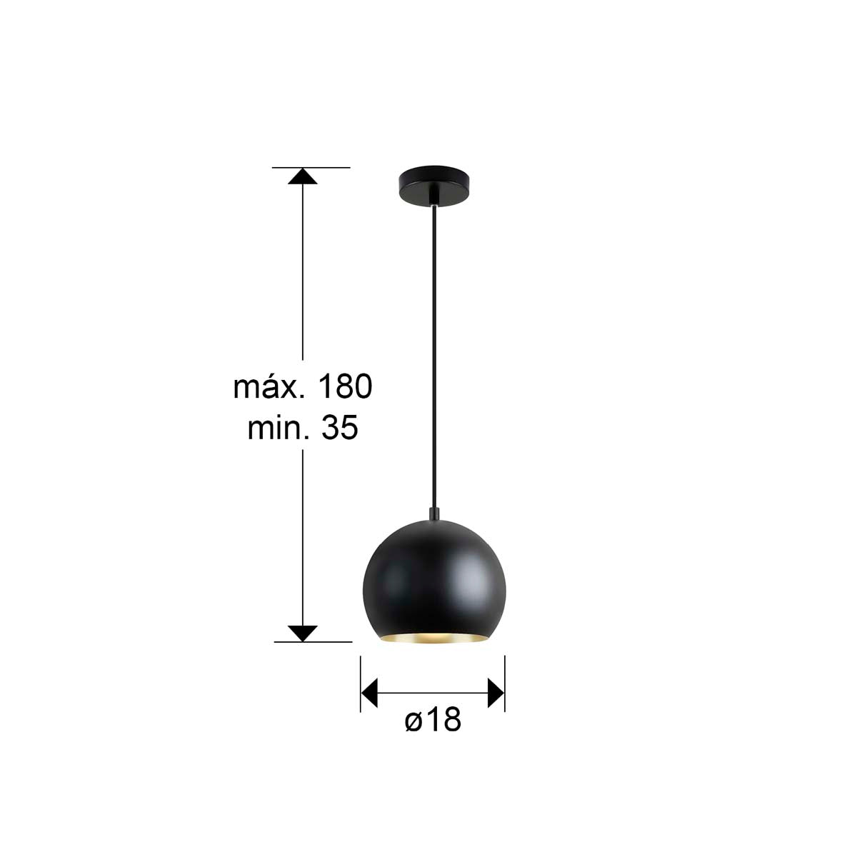 I3 - OLENA - LAMPĂ 1L - NEGRU/AURIU