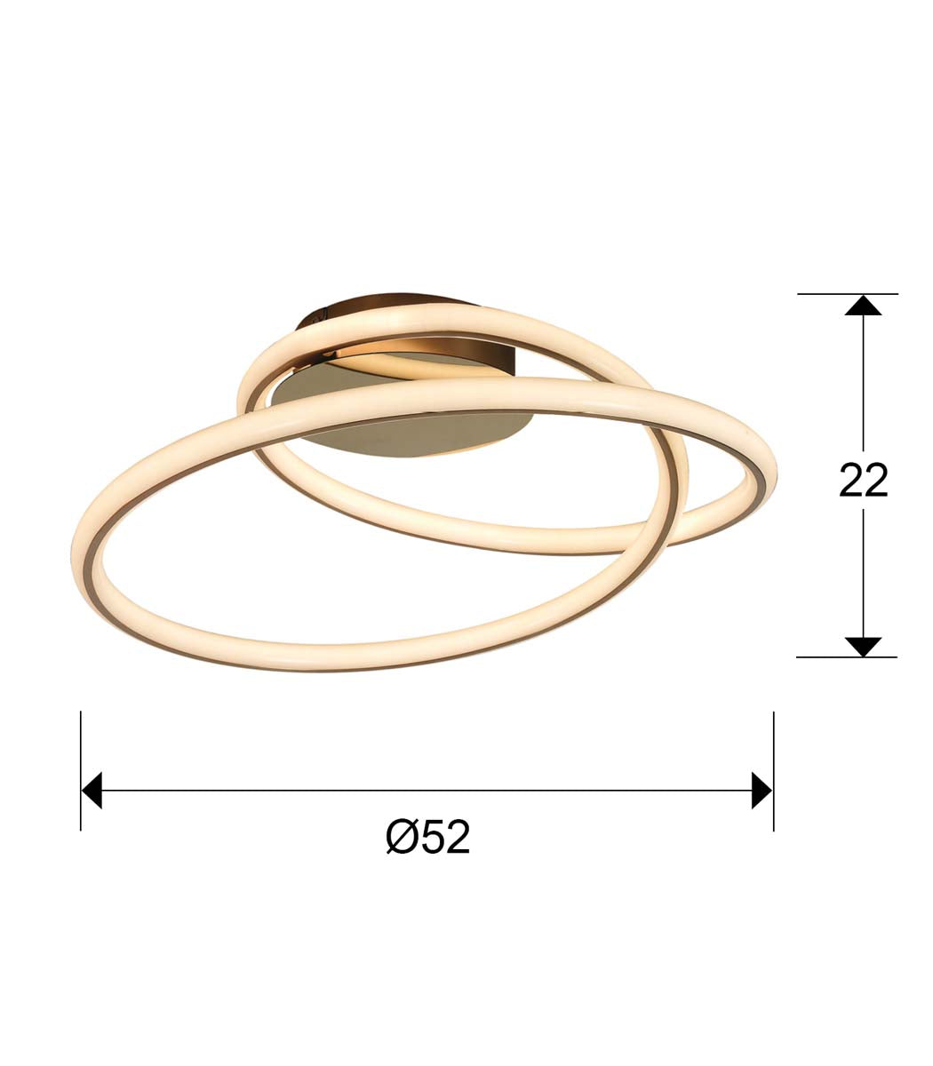 LAMPĂ DE TAVAN CU TUB, AURIE