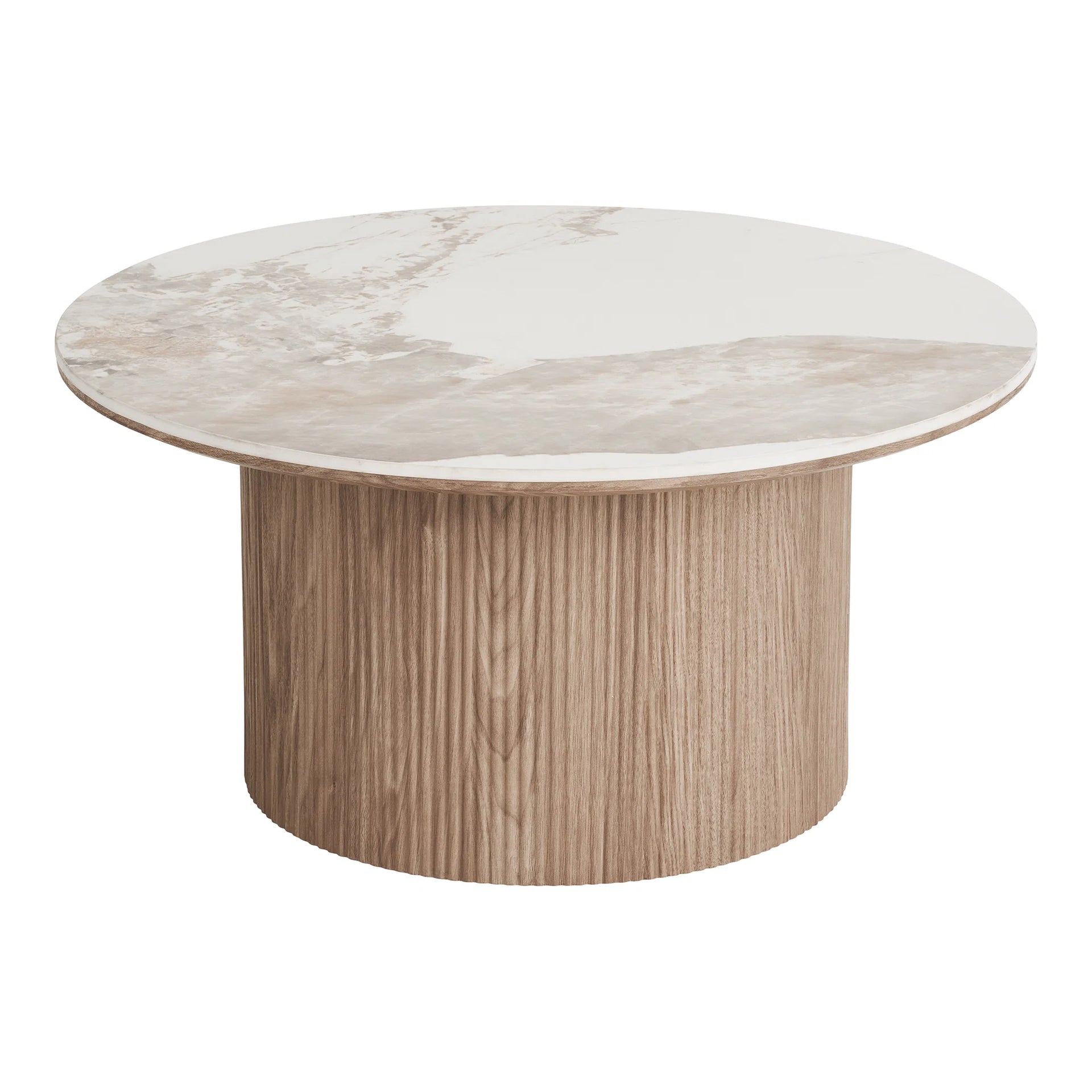Masa de cafea Athens - ceramică, MDF, hârtie decorativă - alb / maro