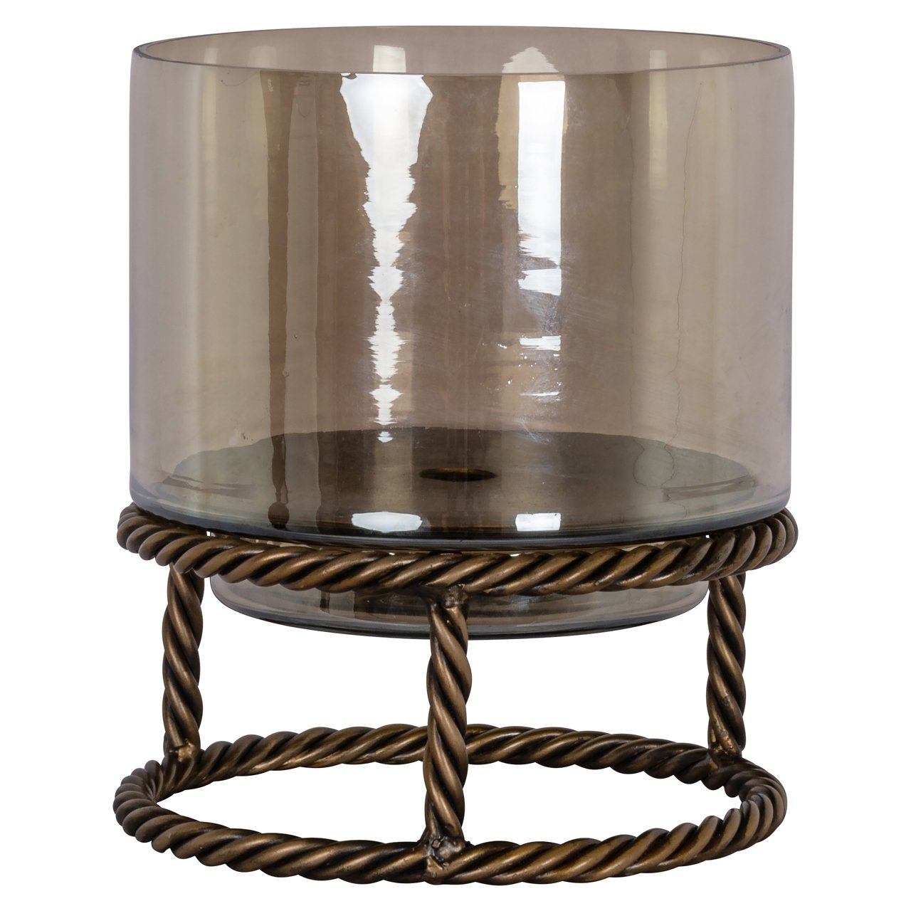 Suport Lumanari Hurricane Auriu Mic | Model Ropia | Design Elegant