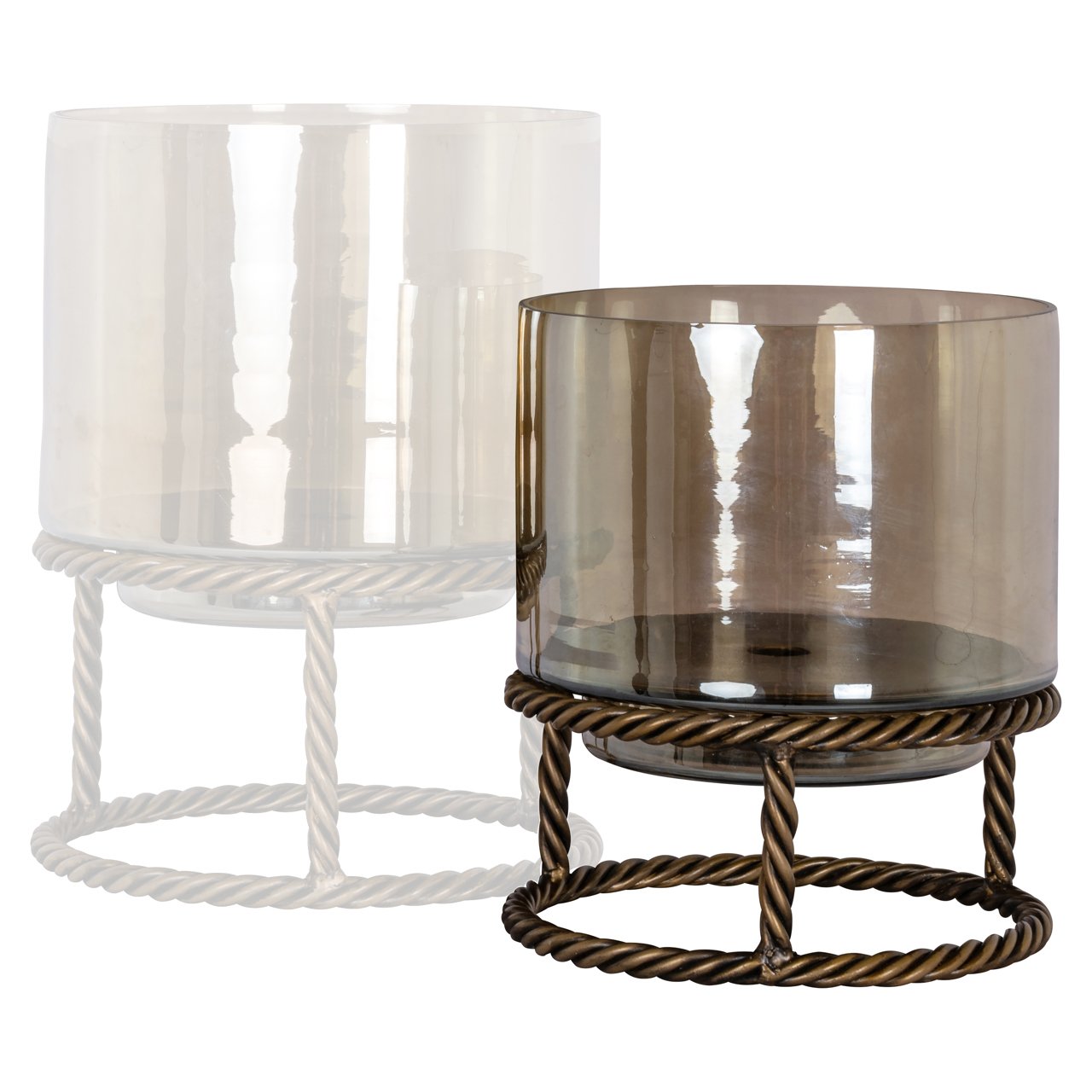 Suport Lumanari Hurricane Auriu Mic | Model Ropia | Design Elegant