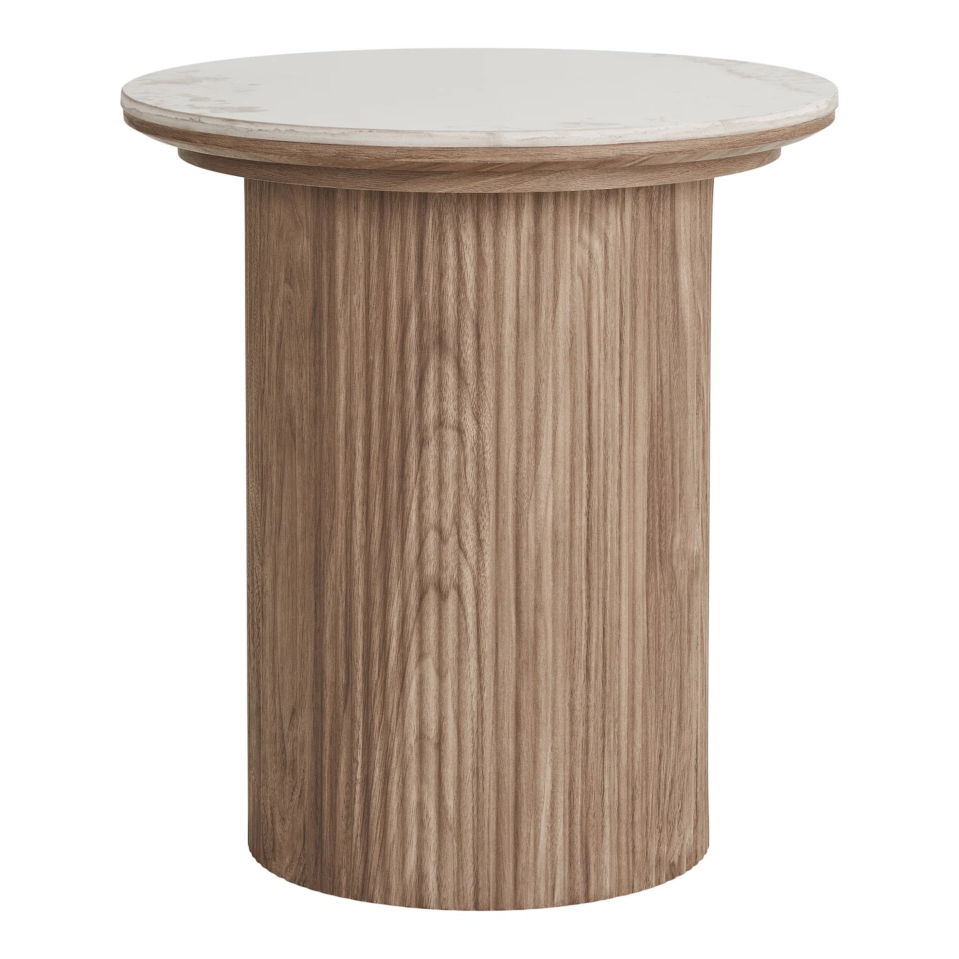 Masa laterală din Atena - ceramică, MDF, hârtie decorativă - alb / maro
