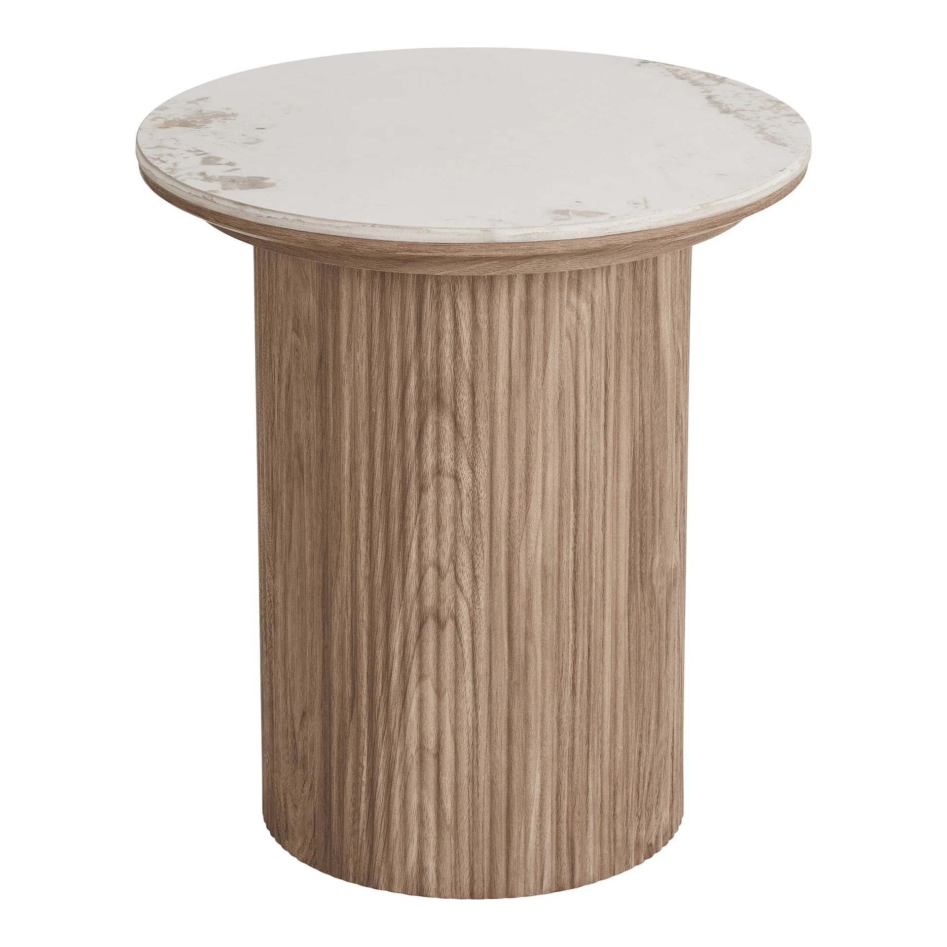 Masa laterală din Atena - ceramică, MDF, hârtie decorativă - alb / maro