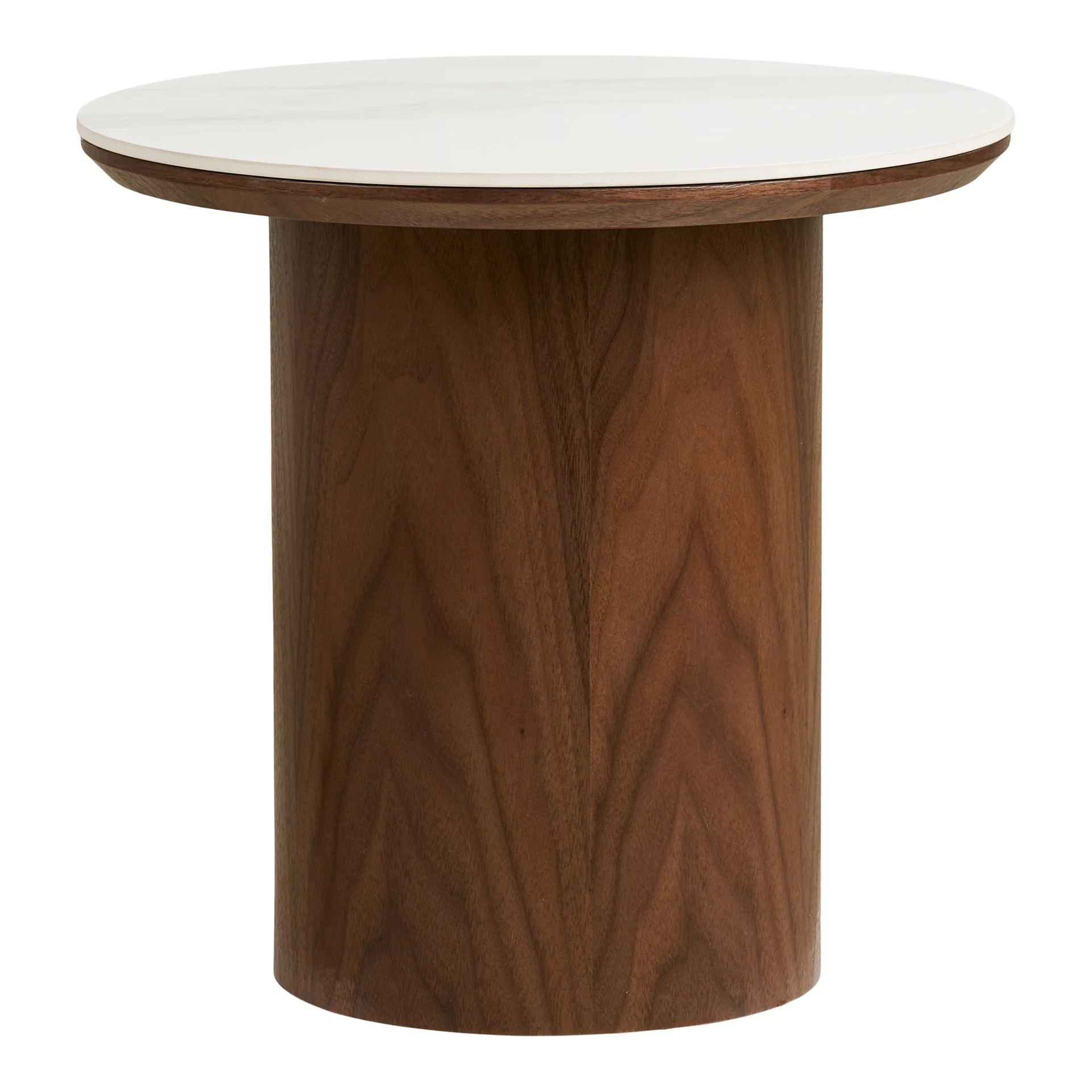 Masa laterală Noli - ceramică, MDF, furnir de cenușă - alb / maro închis