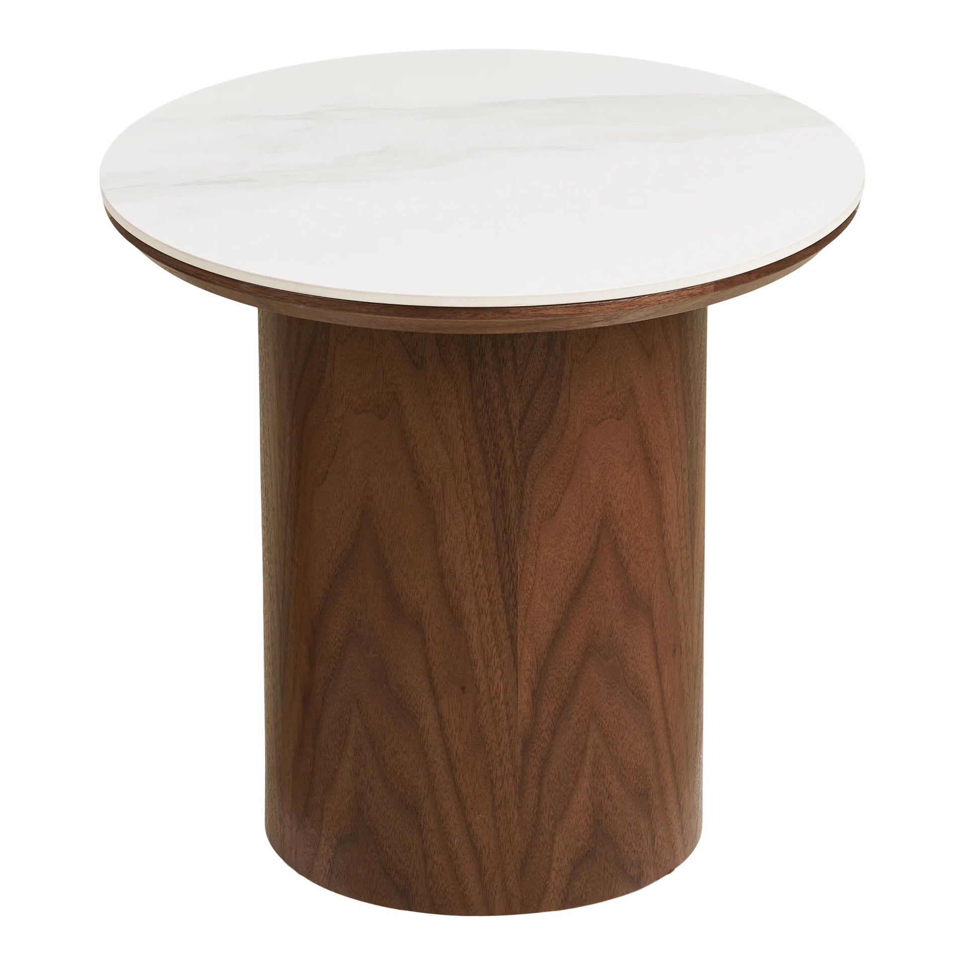 Masa laterală Noli - ceramică, MDF, furnir de cenușă - alb / maro închis