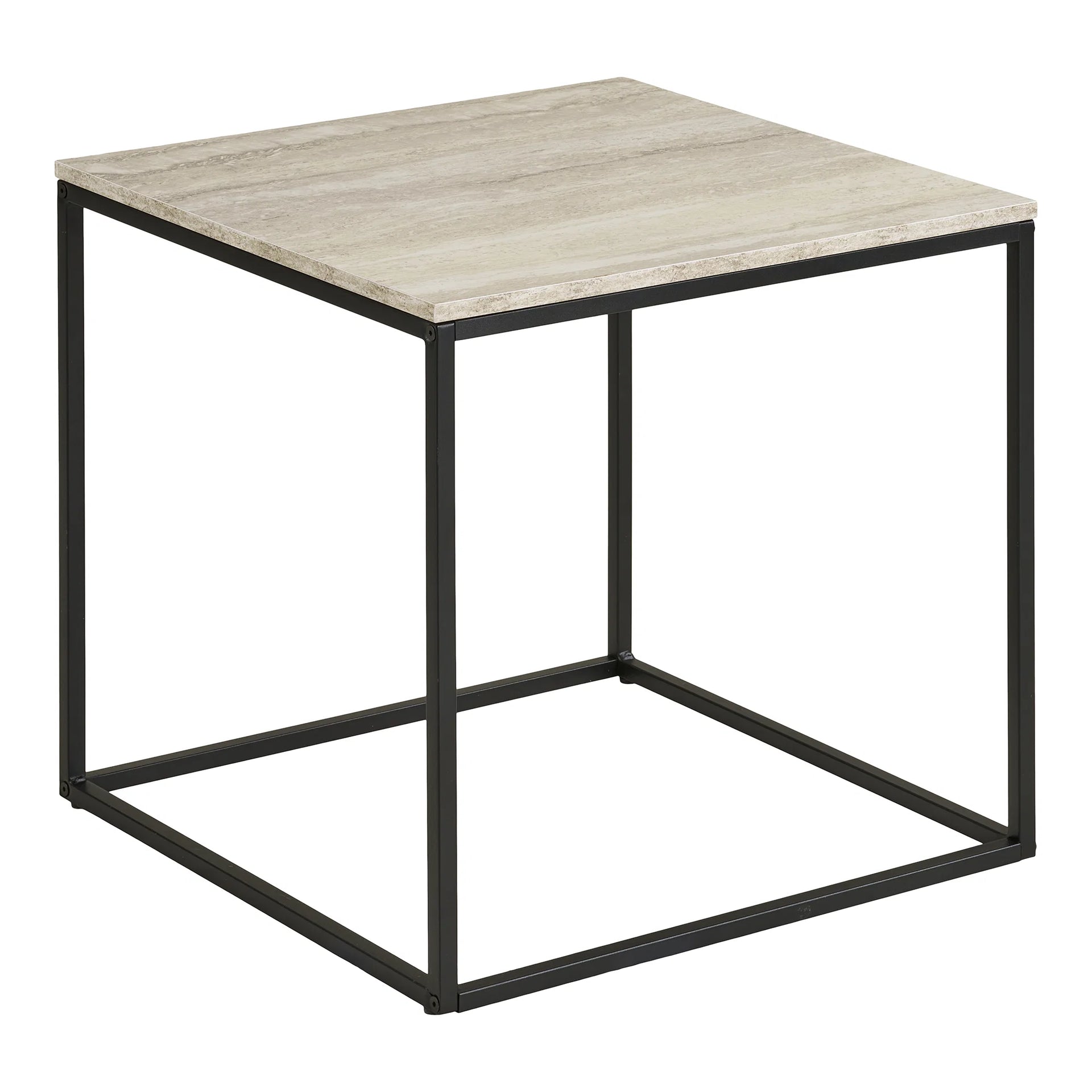 Vita Side Table - Oțel, Particle Board, Melamine Foil - Negru / Beige