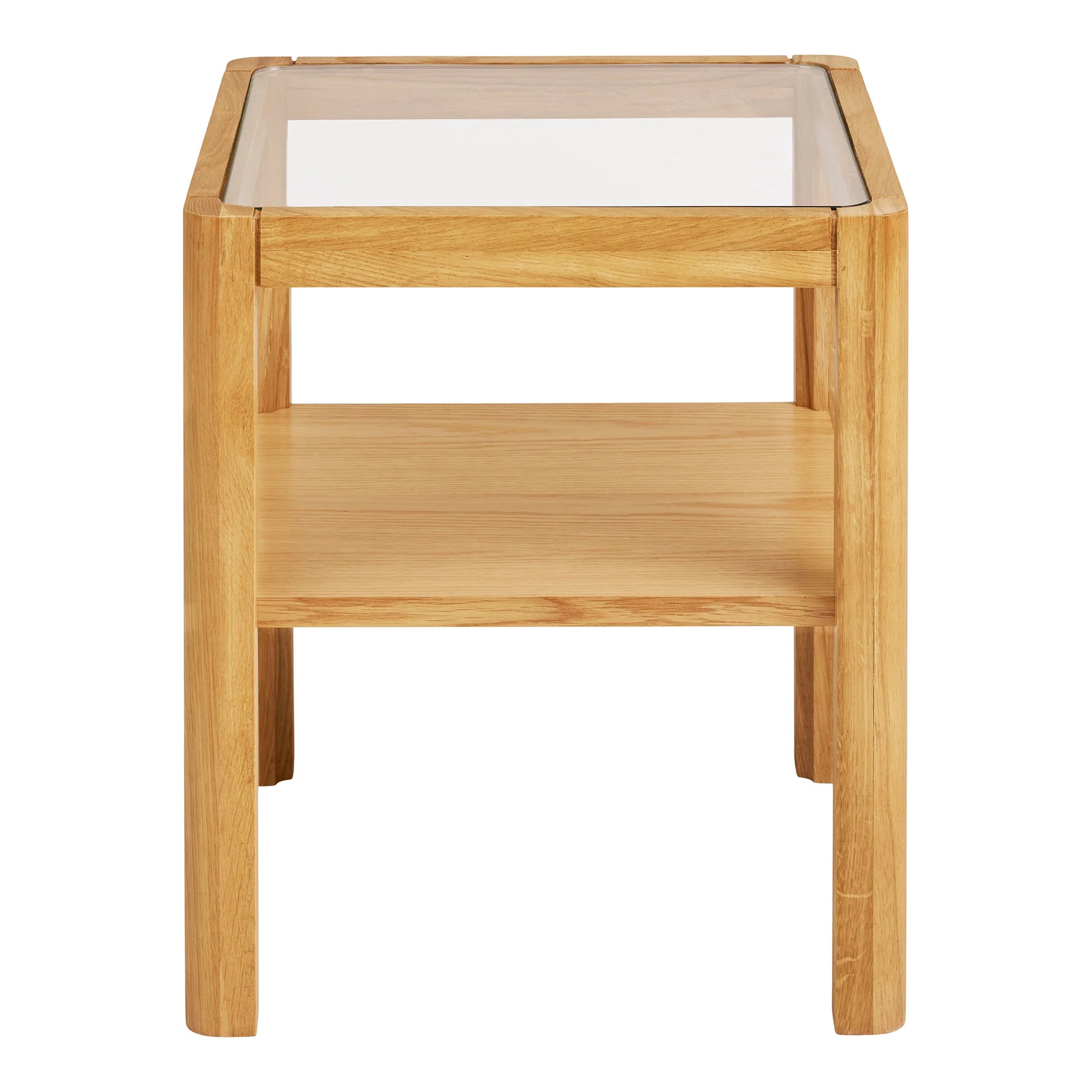 Lourmarin Side Table - Stejar, furnir de stejar, MDF, sticlă temperată - Stejar