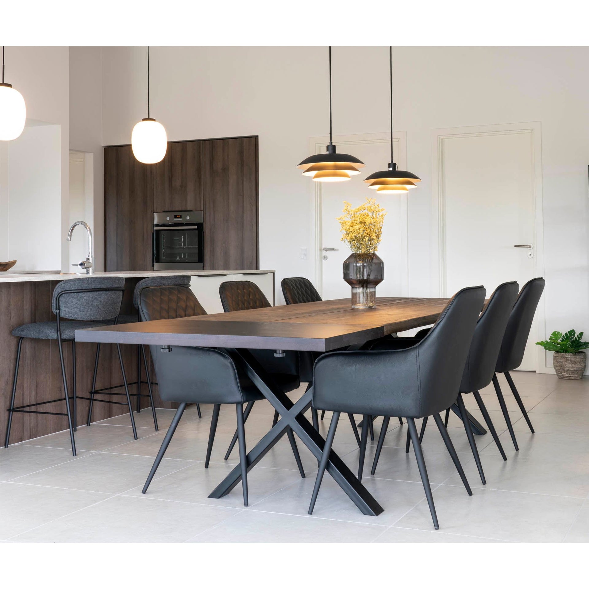 SET DOUĂ PLĂCI DE EXTENSIE DIN STEJAR NEGRU CU MARGINE DREAPTĂ STEJAR