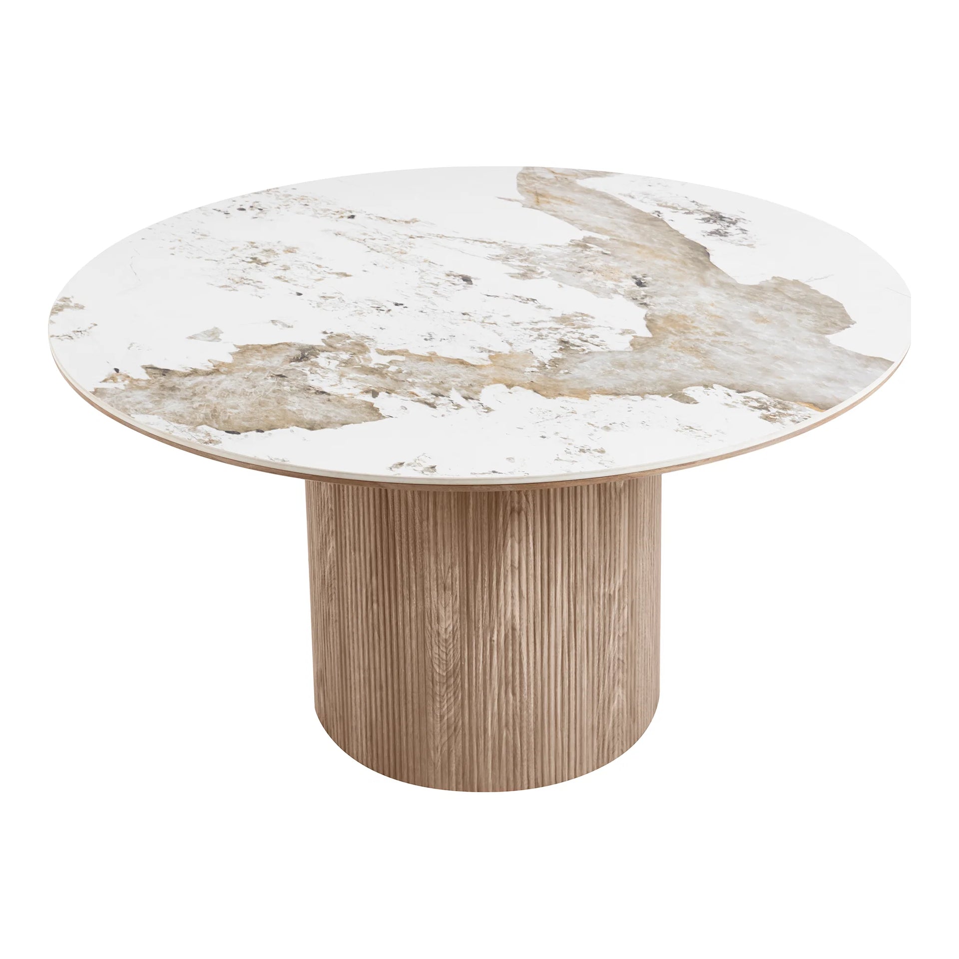 Masa de masă din Atena - ceramică, MDF, hârtie decorativă - alb / maro