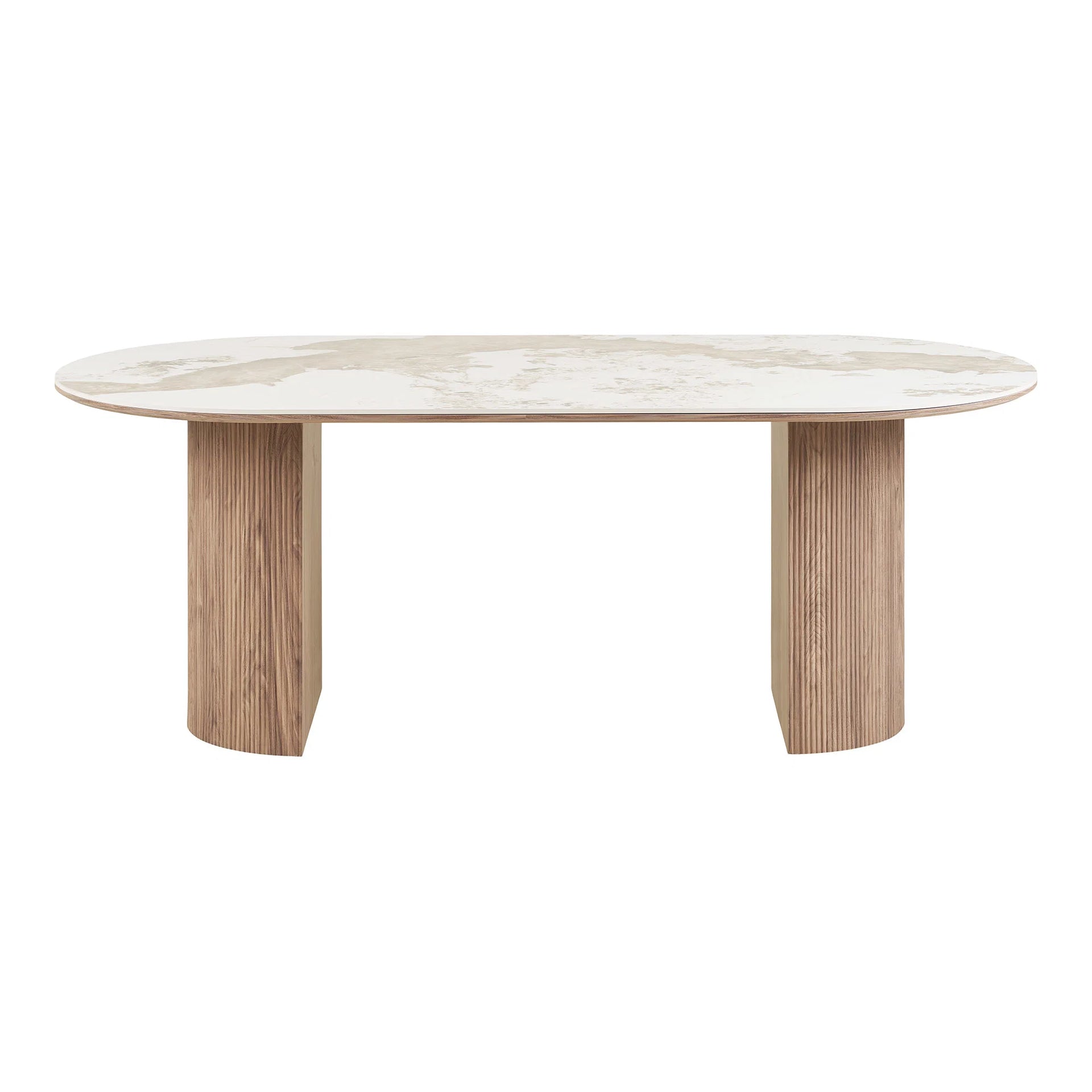 Masa de masă din Atena - ceramică, MDF, hârtie decorativă - alb / maro