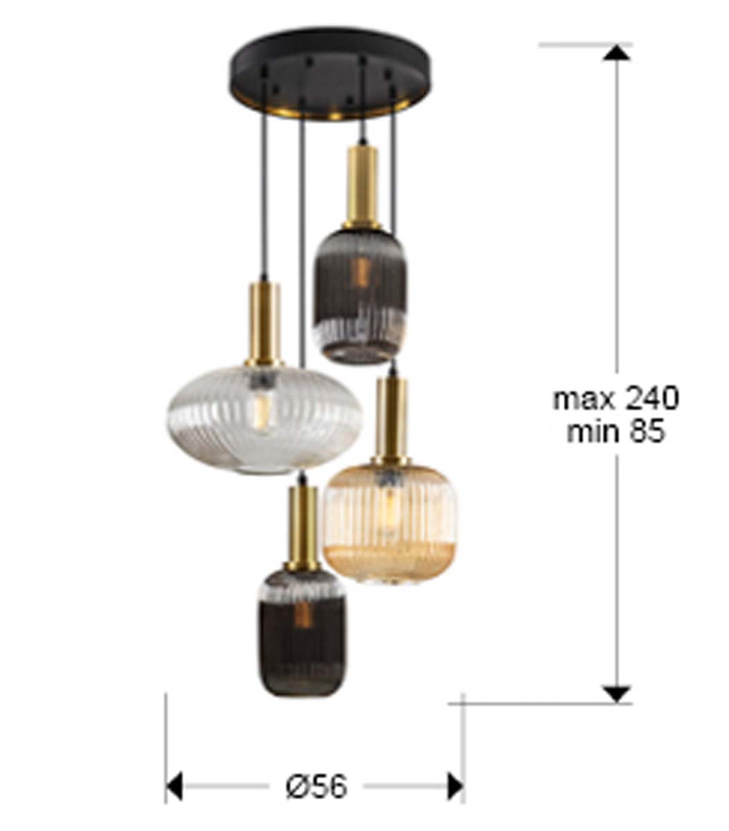 Lampă Norma 4L., Neagră/Alamă