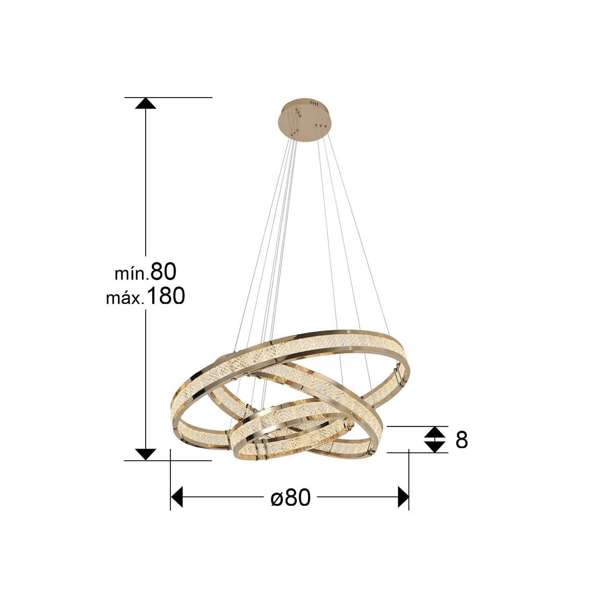 LORIAN - LAMPĂ 3 INELE, AURIE LUCIOSĂ