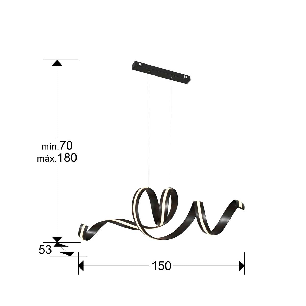 AMARA - LAMPĂ ORIZONTALĂ - NEGRU MAT