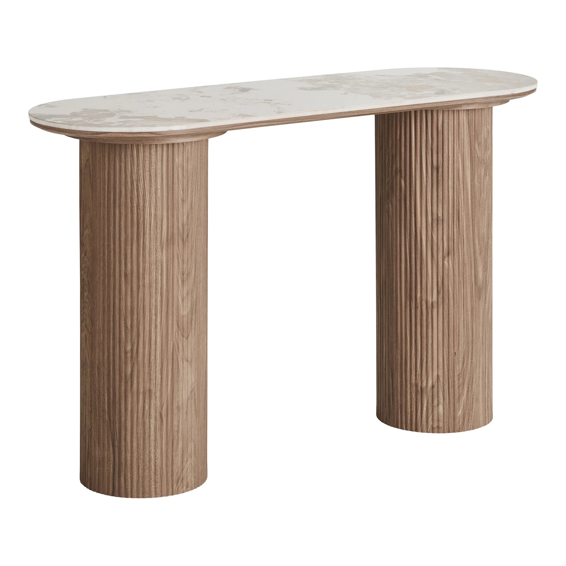 Athena Console Table - Ceramic, MDF, hârtie decorativă - Alb / Maro