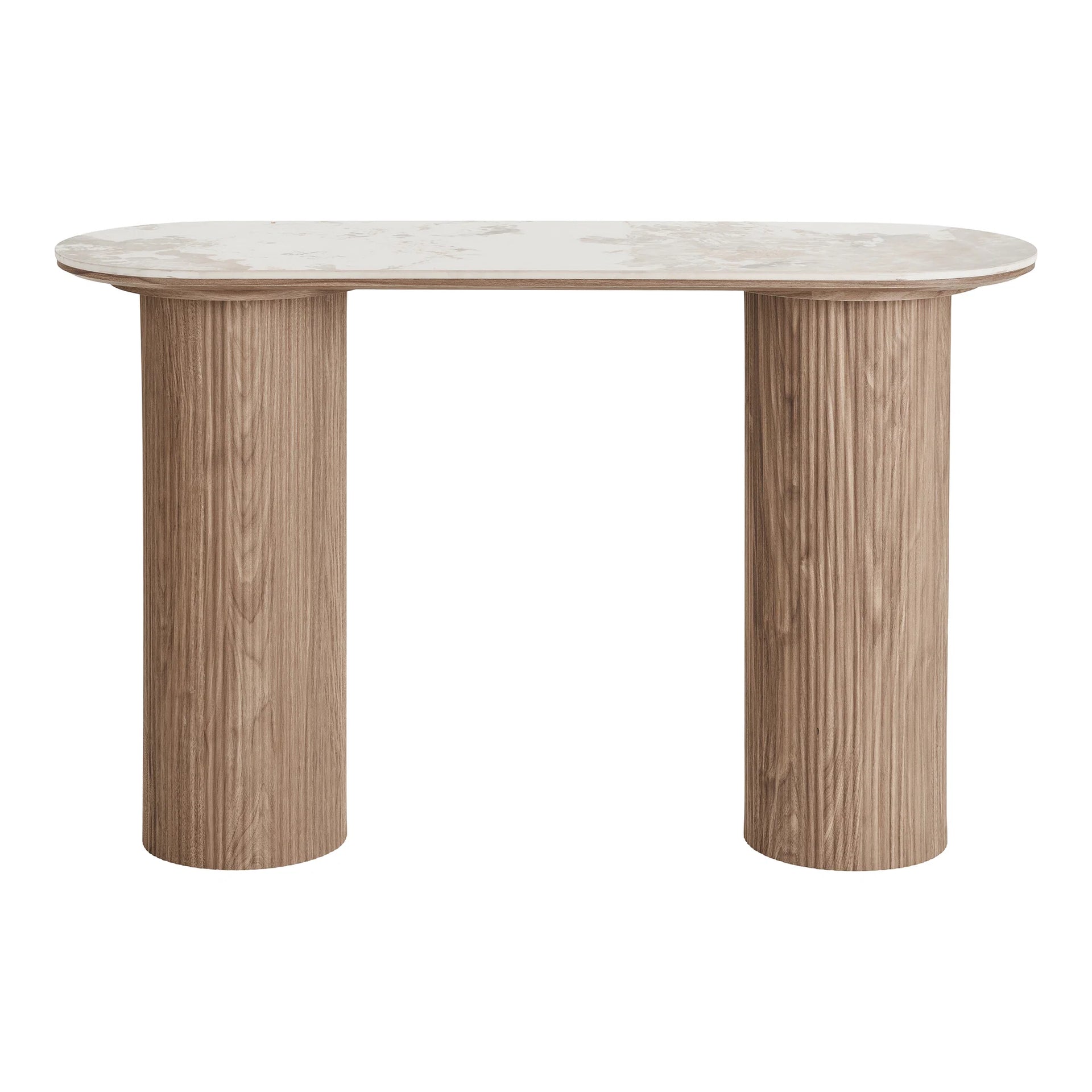Athena Console Table - Ceramic, MDF, hârtie decorativă - Alb / Maro