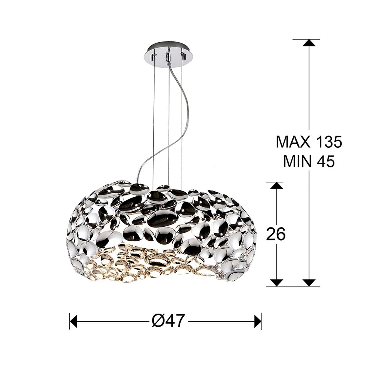 LAMPĂ NARISA, 5L., 47 cm, CROM