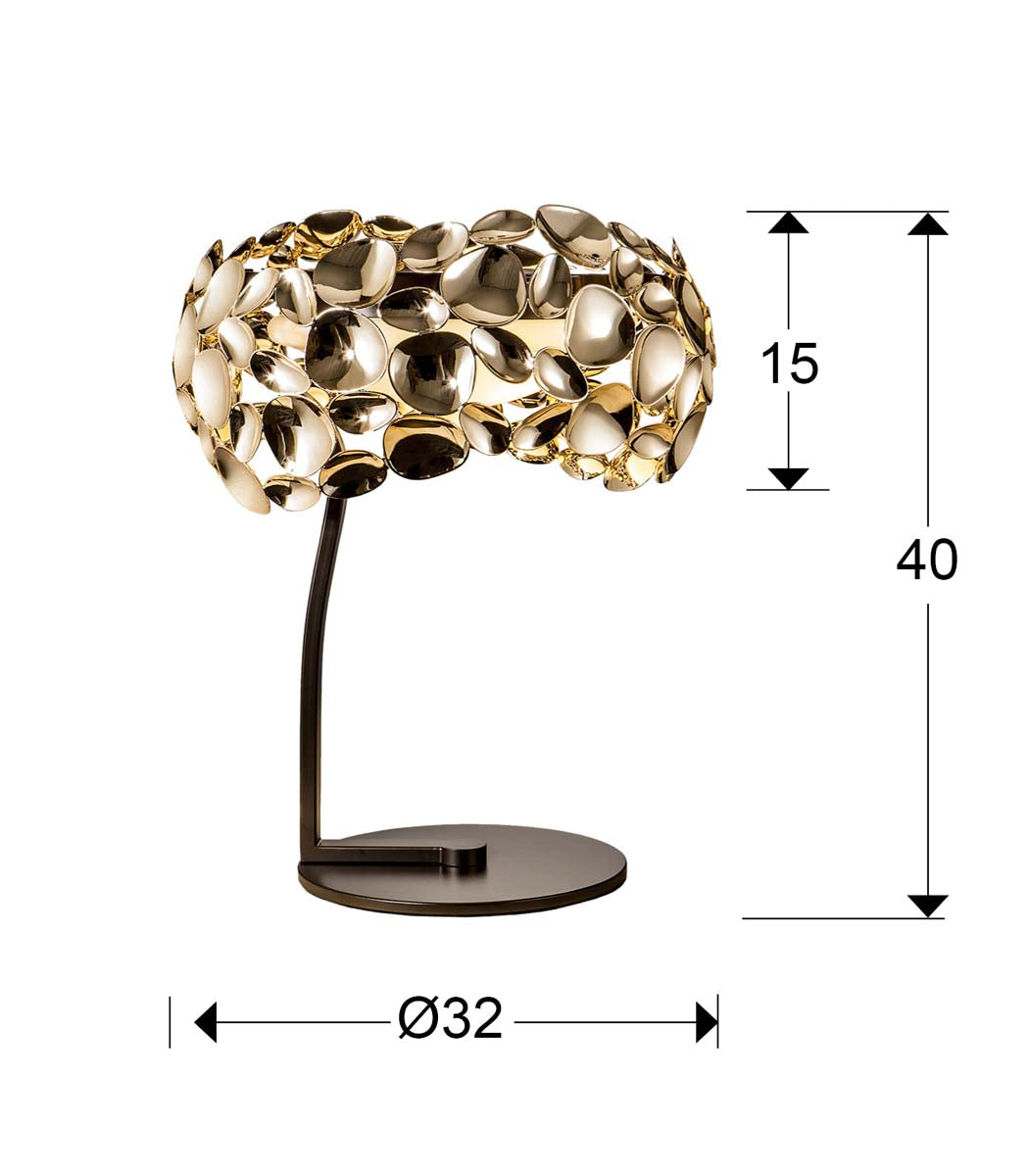 LAMPA DE MASA NARISA 3L. AUR ROSE