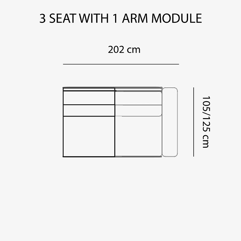CORNER CAPRI - 3-seater sofa with armrest