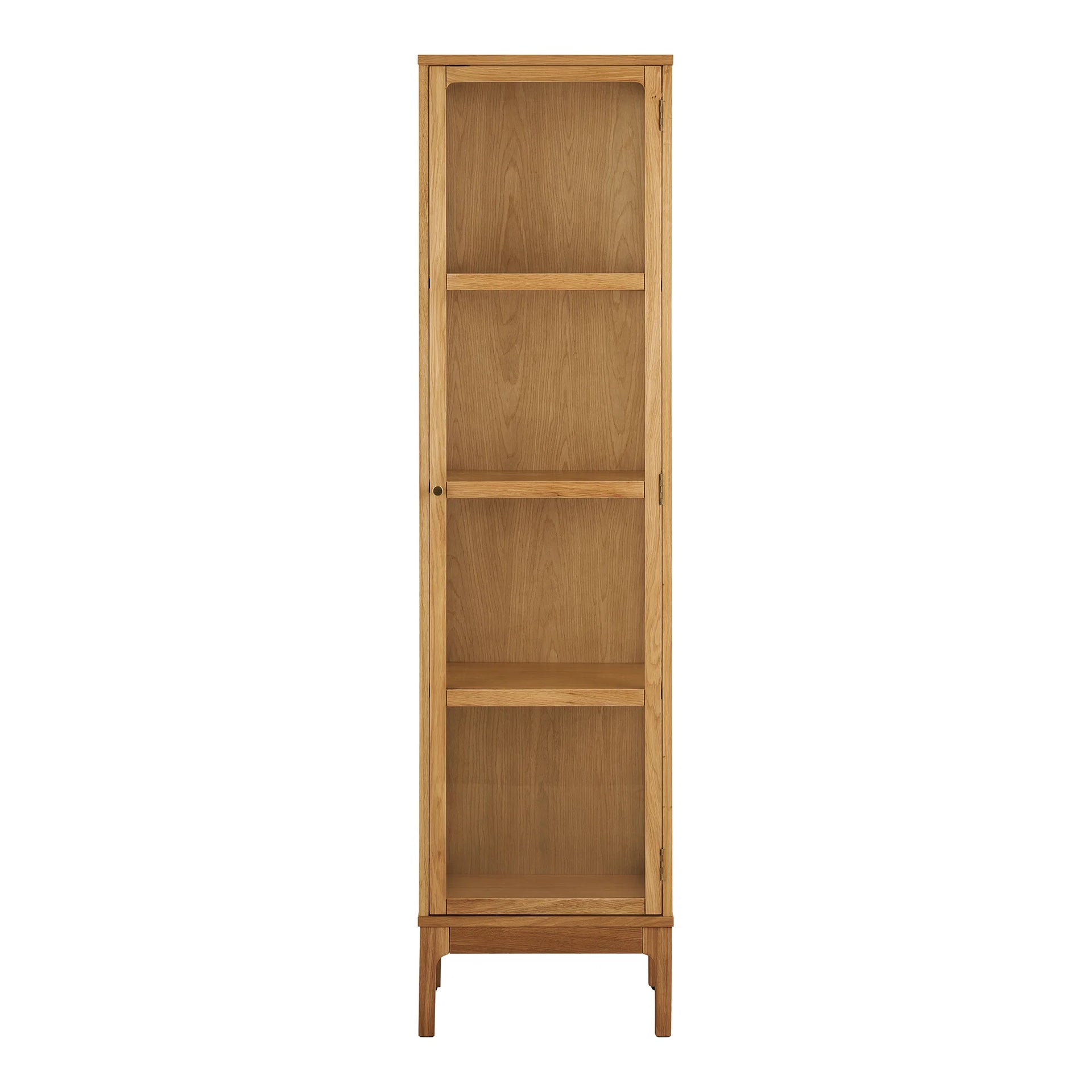 Cabinet Zamora - Stejar, furnir de stejar, MDF, sticlă temperată - Stejar