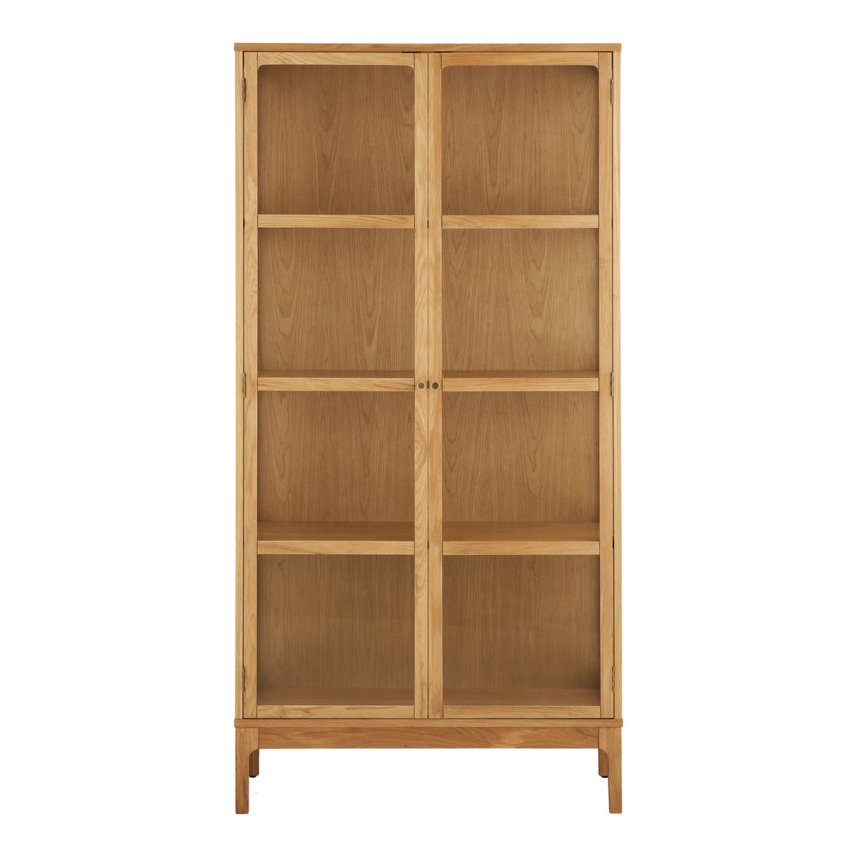 Cabinet Zamora - Stejar, furnir de stejar, MDF, sticlă temperată - Stejar