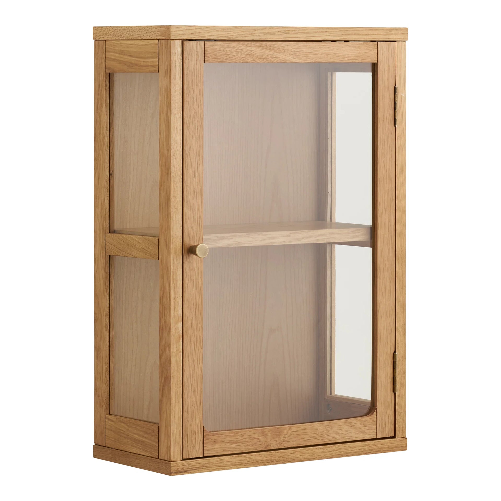 Zamora Cabinet de perete - Stejar, furnir de stejar, MDF, sticlă temperată - Stejar
