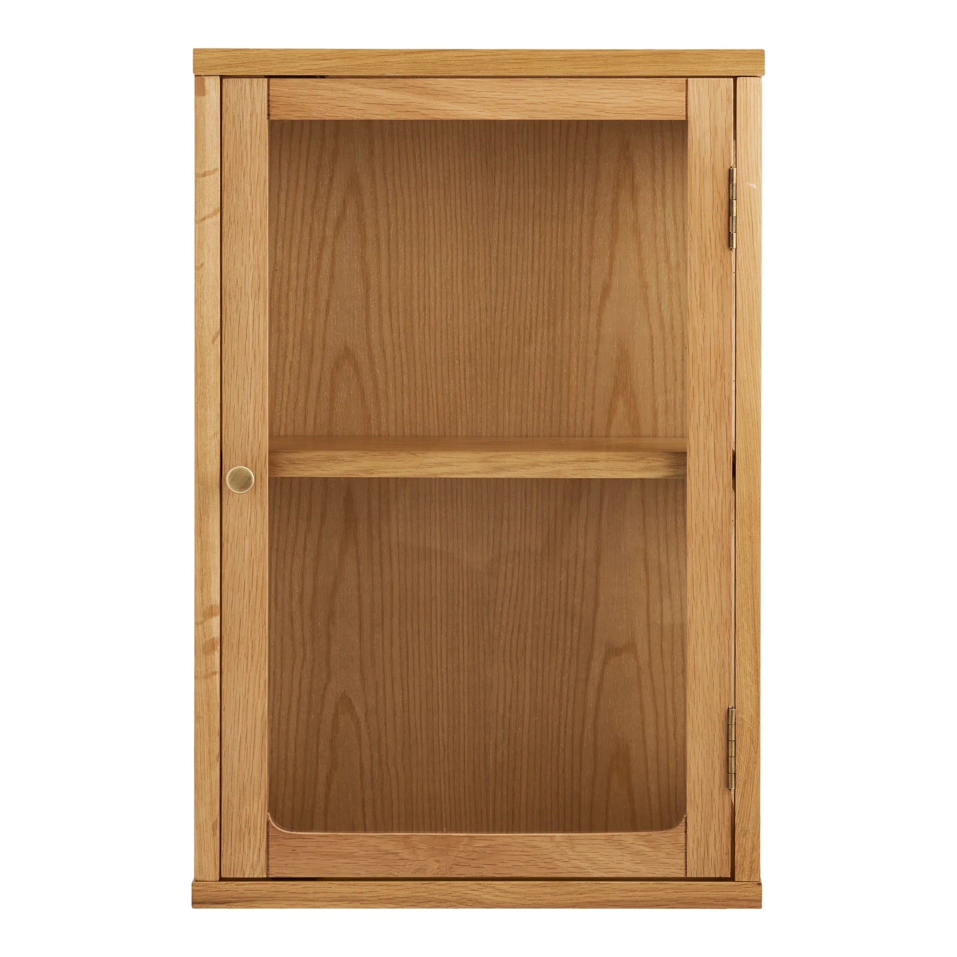 Zamora Cabinet de perete - Stejar, furnir de stejar, MDF, sticlă temperată - Stejar