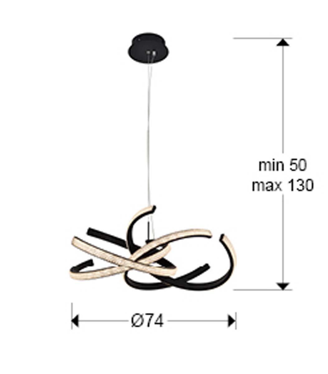 LAMPĂ RING II, NEAGRĂ, 70 cm