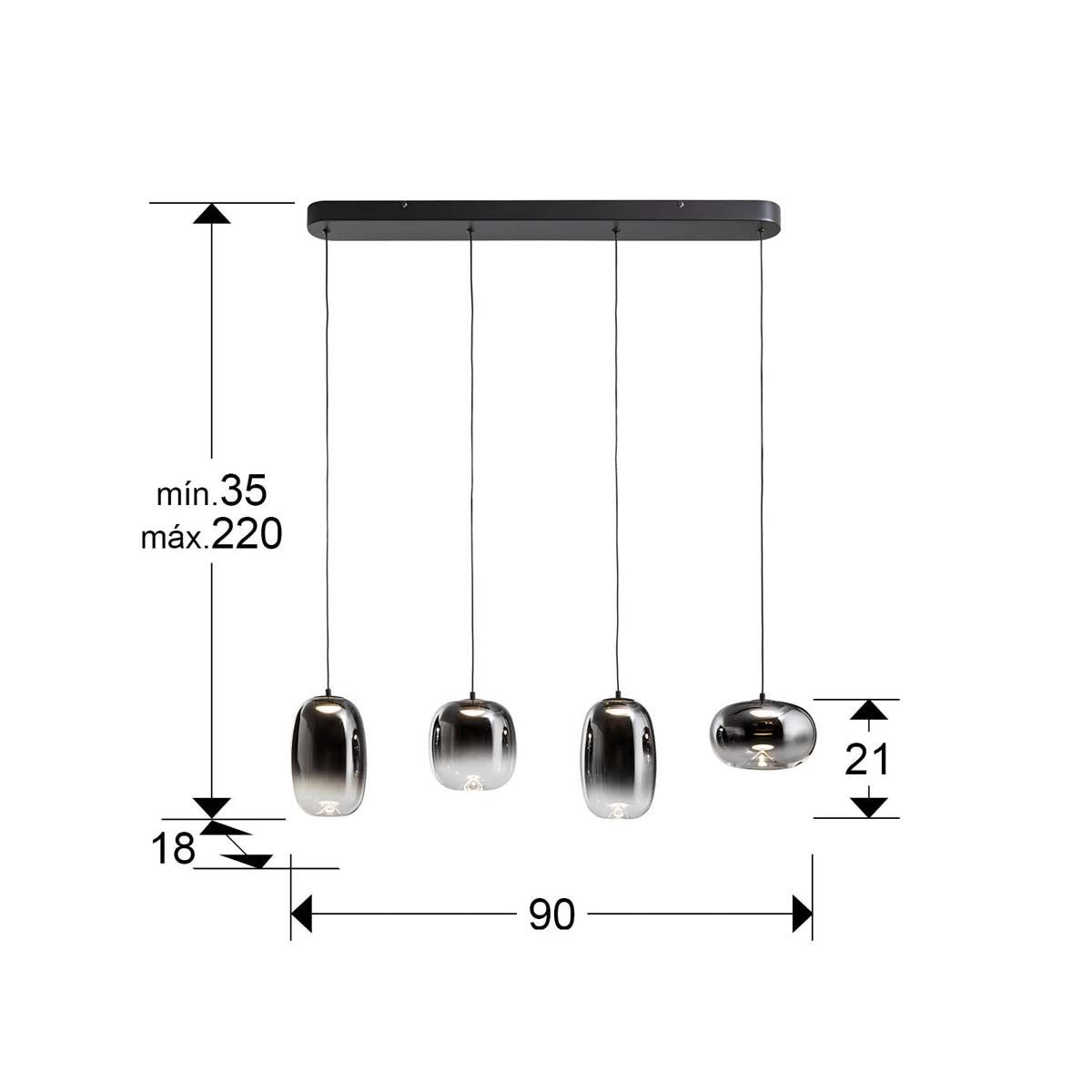 ONICE - LAMPĂ 4L NEGRU-FUMURIE