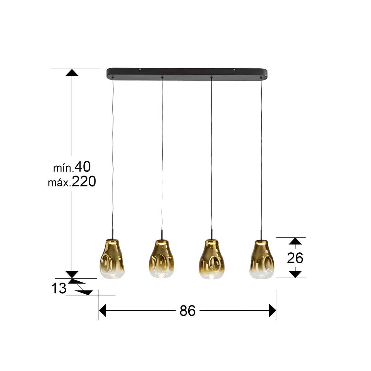 ALEDIS - LAMPĂ 4L NEGRU-AURIU