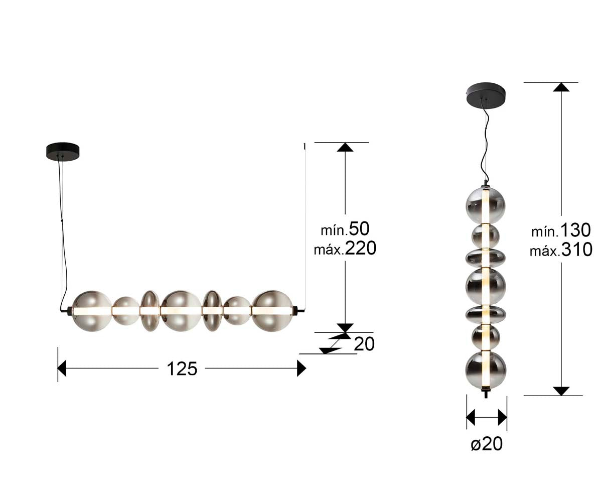 GLADIS - LAMPĂ MARE NEGRU-FUMURIE