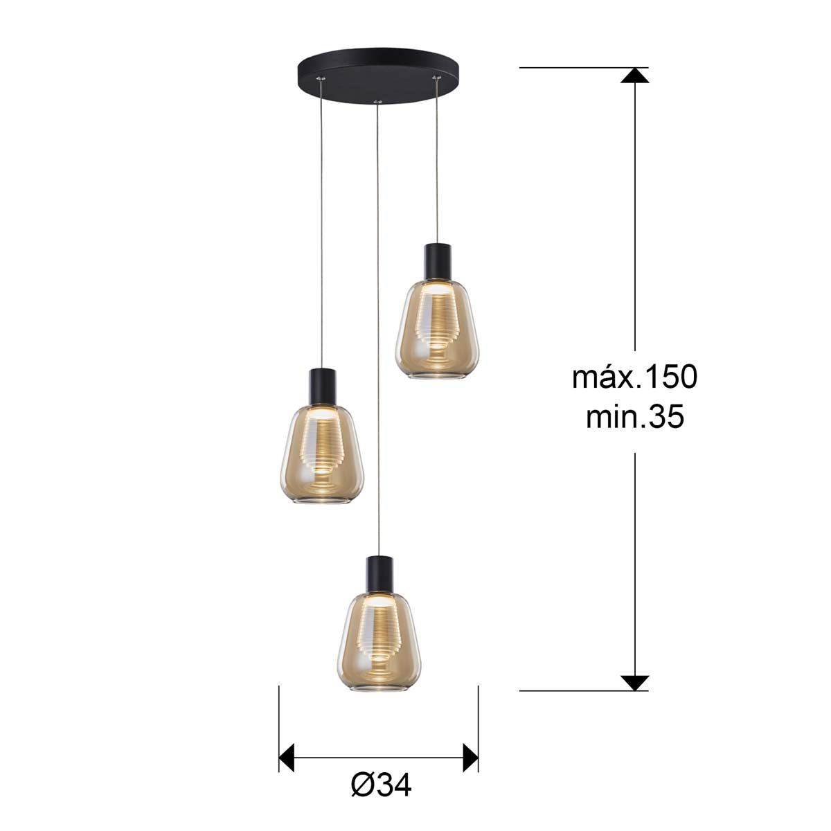 LAMPĂ CARISA 3L NEAGRĂ D35