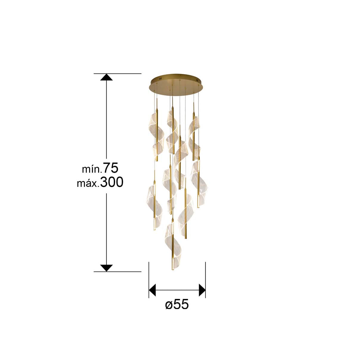 Lampă VELAS 9L, aurie, reglabilă