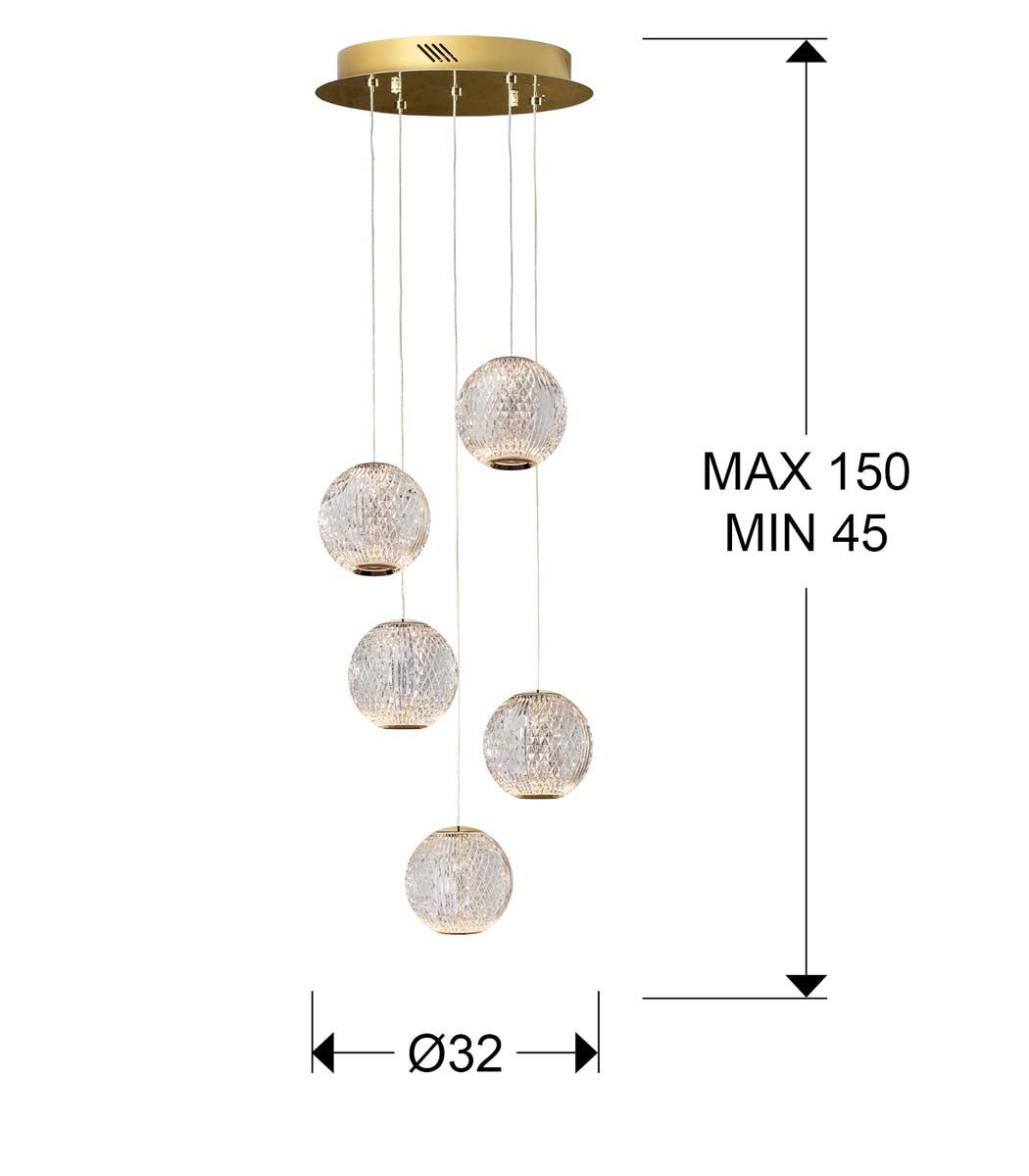 Lampă LED AUSTRAL 5L., 32 cm, aurie