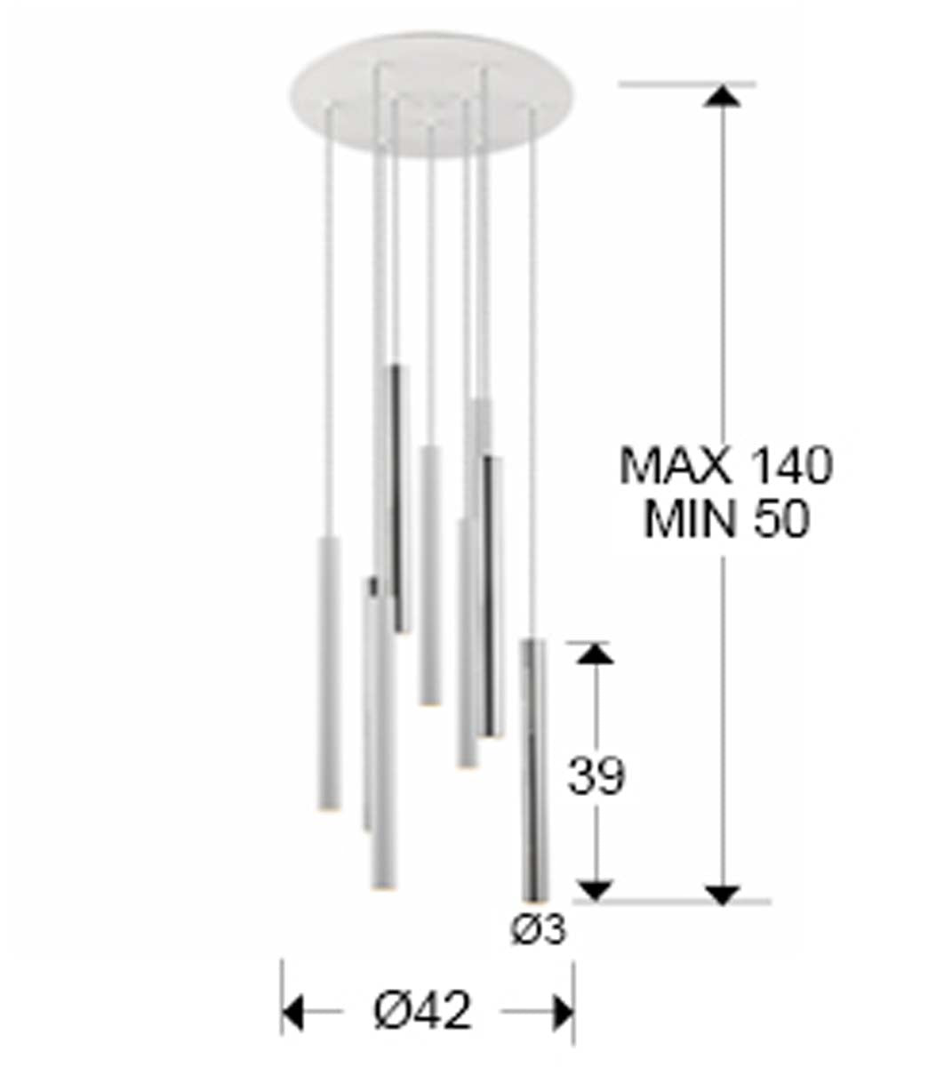 Lampă Varas, 9L, crom/alb