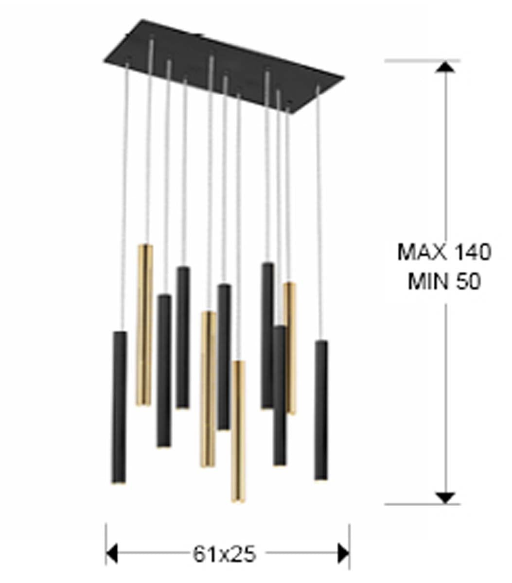 LAMPĂ VARAS 11L. AURIU/NEGRU, CU LUMINĂ REGLABILĂ