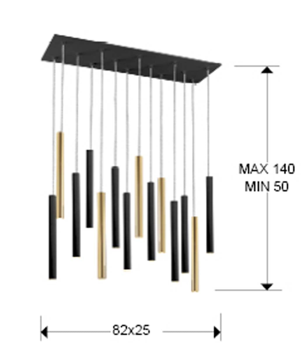 Lampă Varas 14L. Auriu/Negru