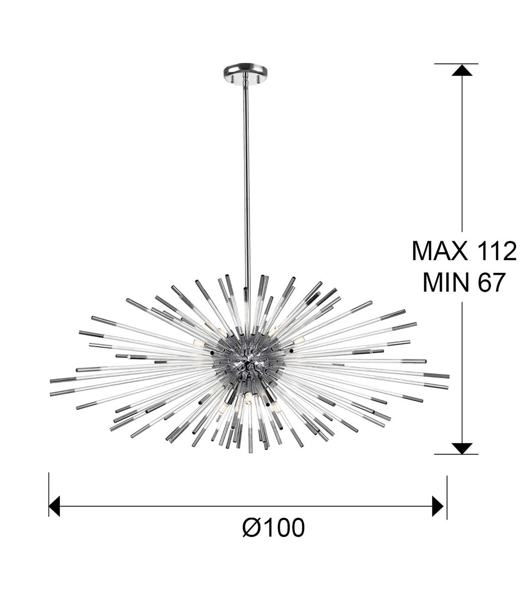 LAMPĂ EVASION, 9L, CROM, CU INTENSITATE REGLABILĂ