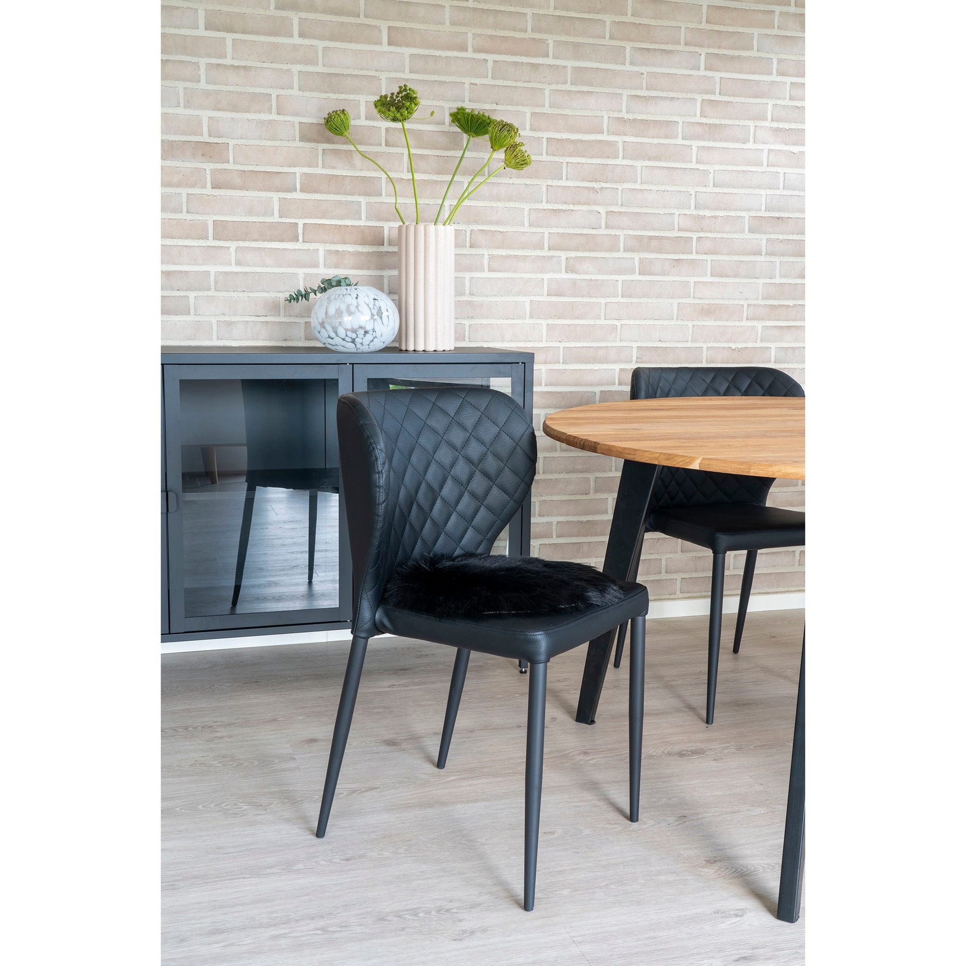 SCAUN DIN PIELE DE MIEL ARTIFICIAL NEGRU