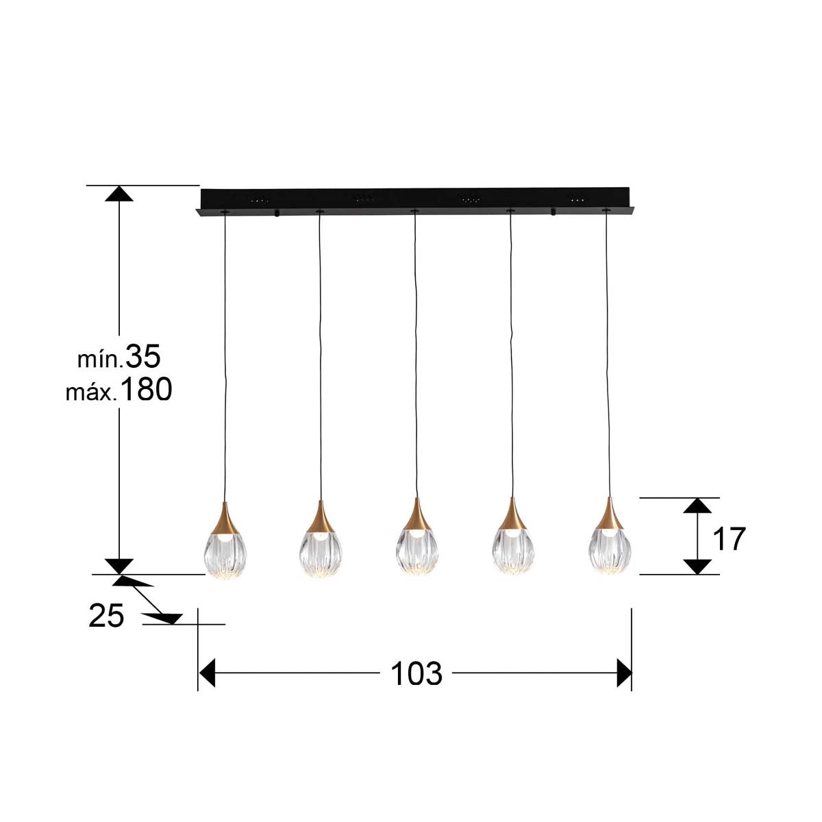 CORINA - LAMPĂ 5L NEGRU-CUPRĂ