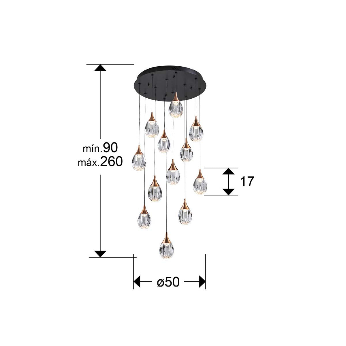 CORINA - LAMPĂ 12L NEGRU-CUPRĂ