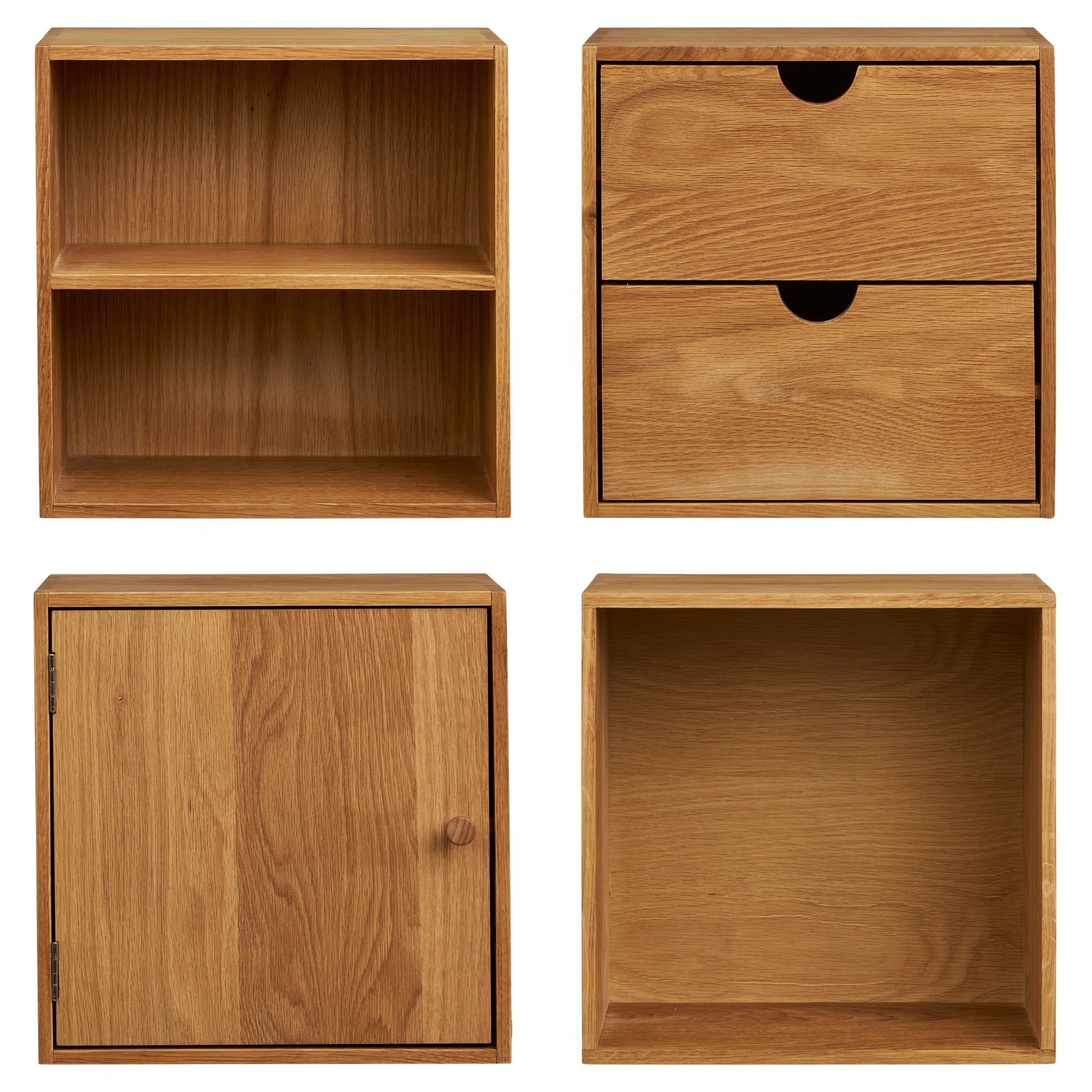 Rafturi de perete Townsville, set de 4 - Stejar - Natural